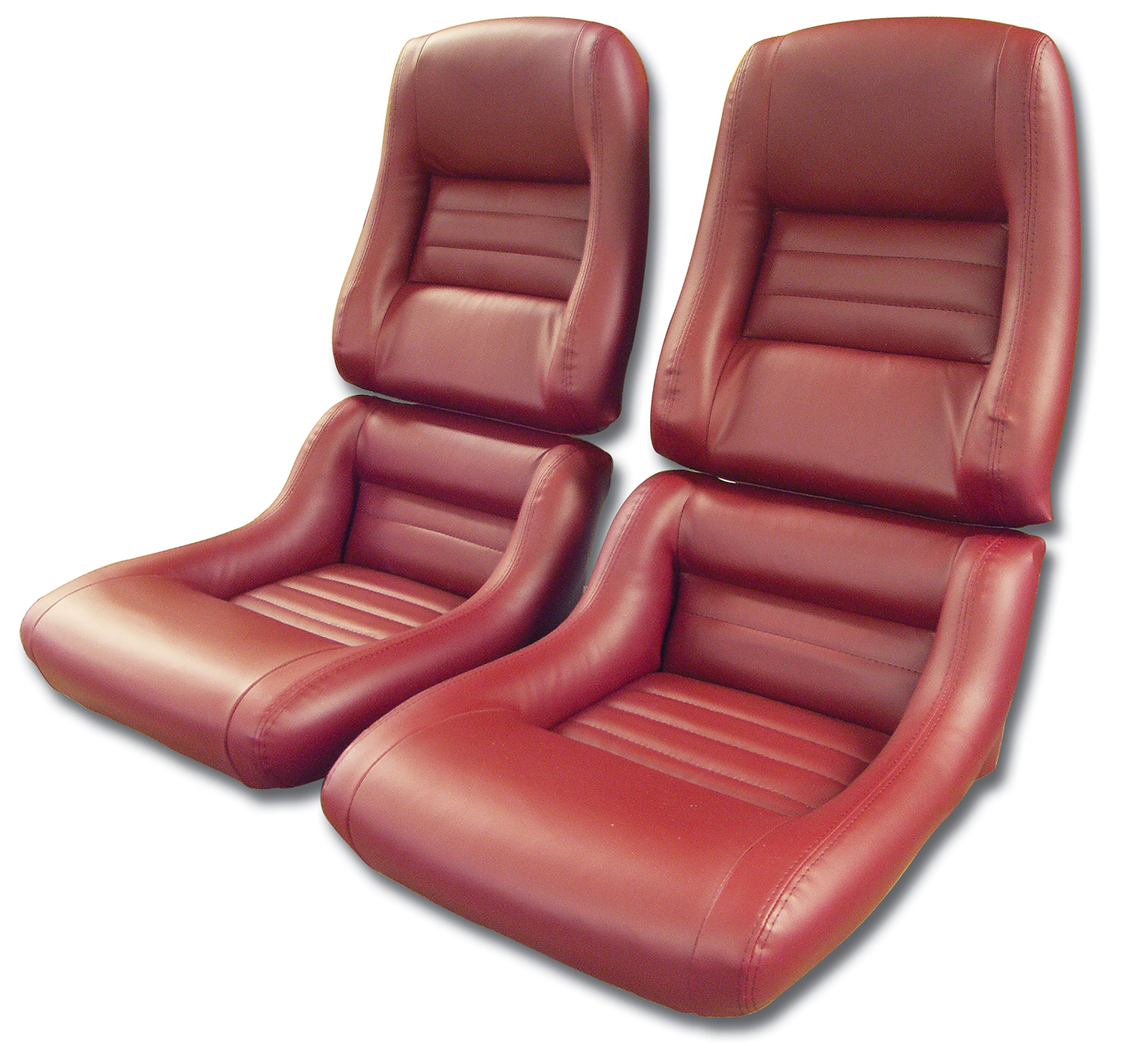 1982 Corvette C3 Mounted Leather Seat Covers Red 2" Bolster CA-423226 