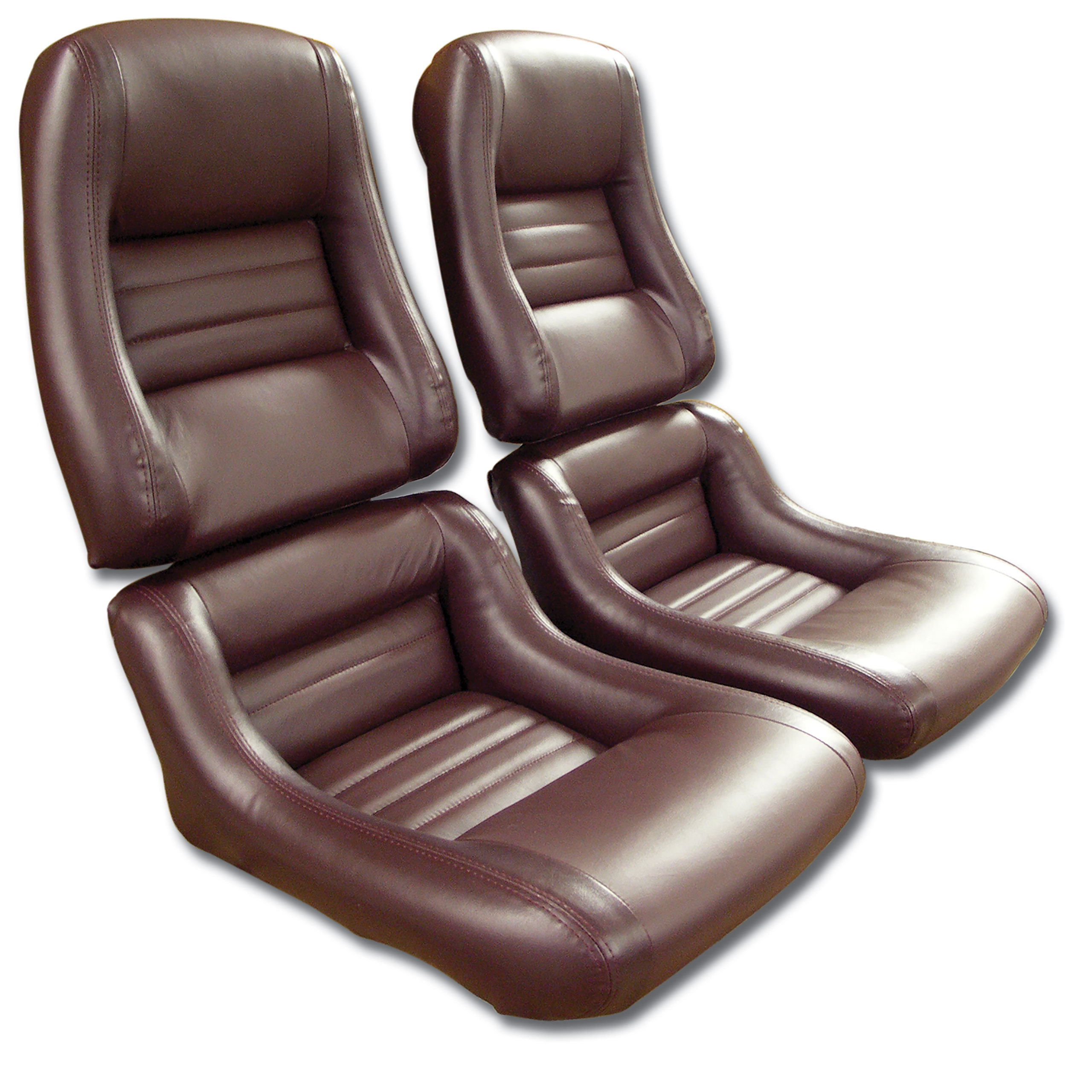 80 Corvette C3 Mounted Leather Seat Covers Claret Lthr/Vnyl Original 2" Bolster CA-423236 