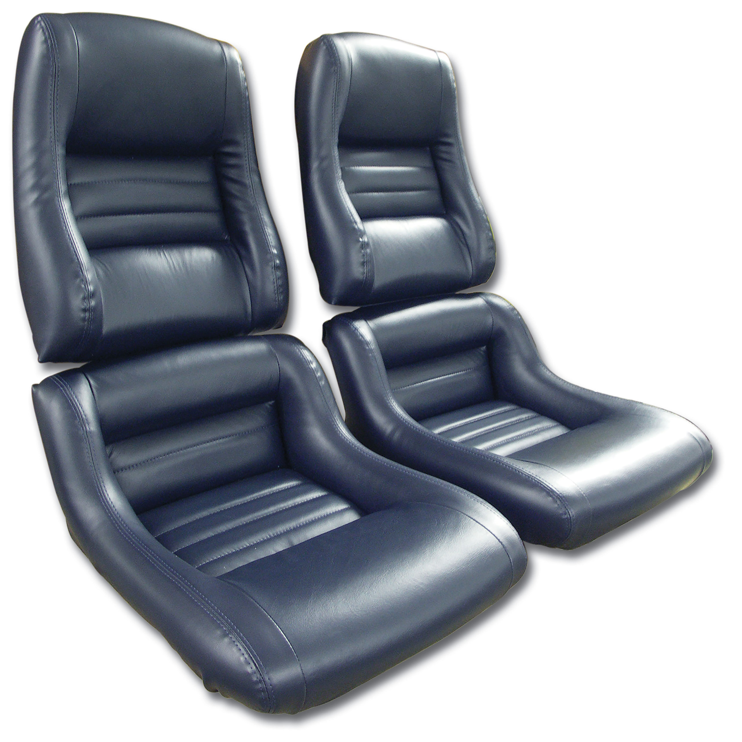 82 Corvette C3 Mounted Leather Seat Covers Dk Blue Lthr/Vnyl Original 2" Bolstr CA-423246 