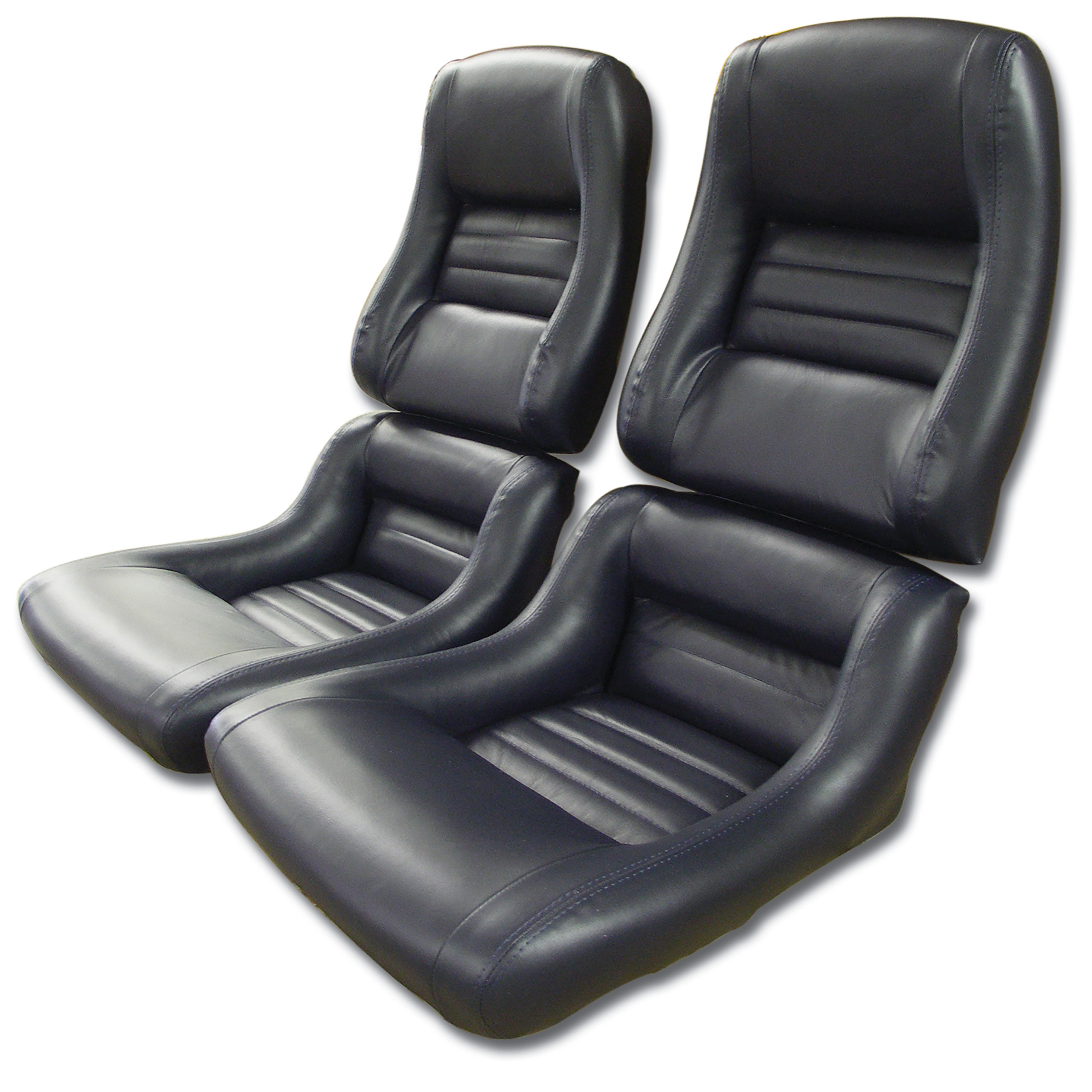 79-81 Corvette C3 422548 Mounted Leather Seat Covers Dk Blue Lthr/Vnyl Original 4" Bolstr CA-423248 