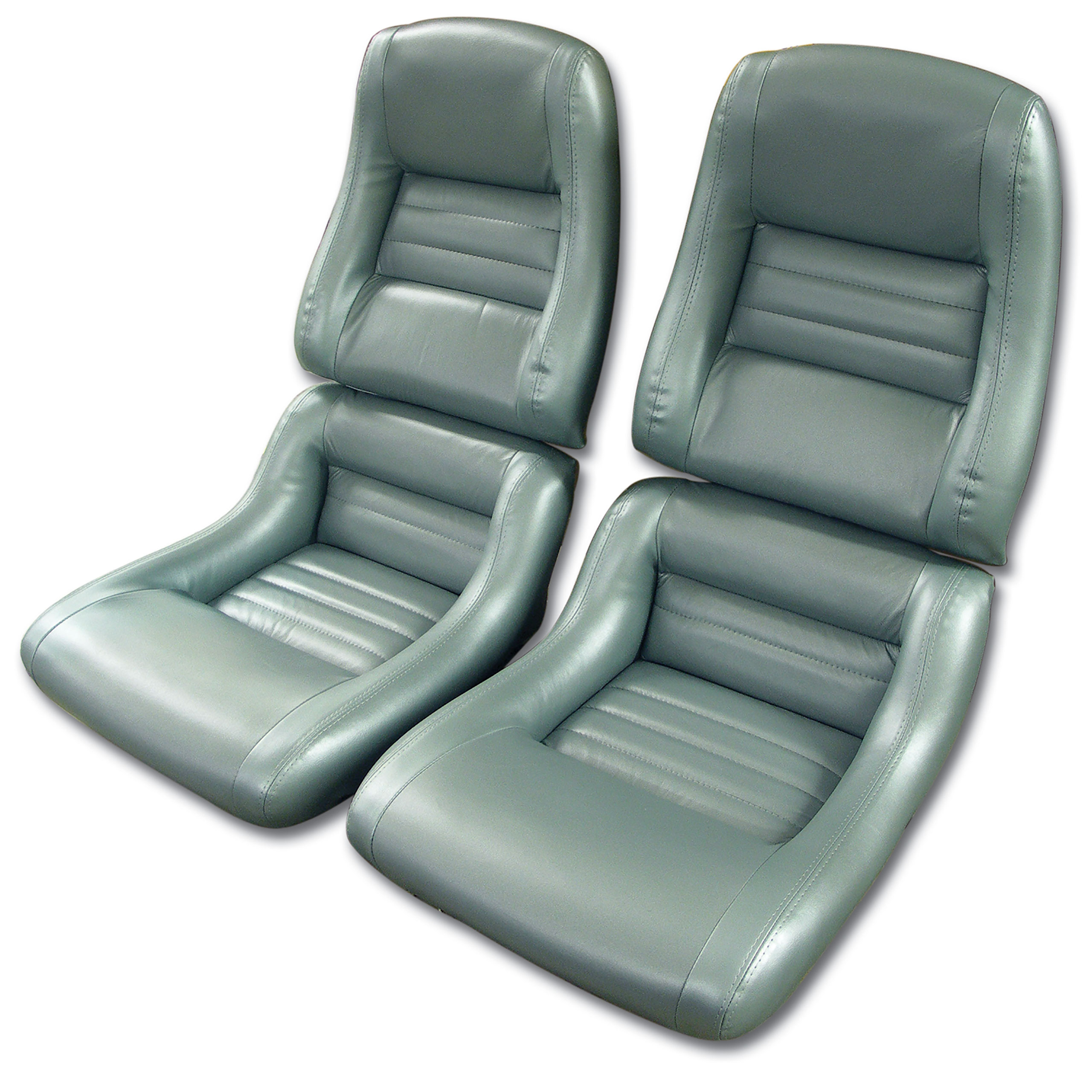  82 Corvette C3 Mounted Leathr Seat Covers Silvergrn Lthr/Vnyl Original 2" Blstr CA-423259