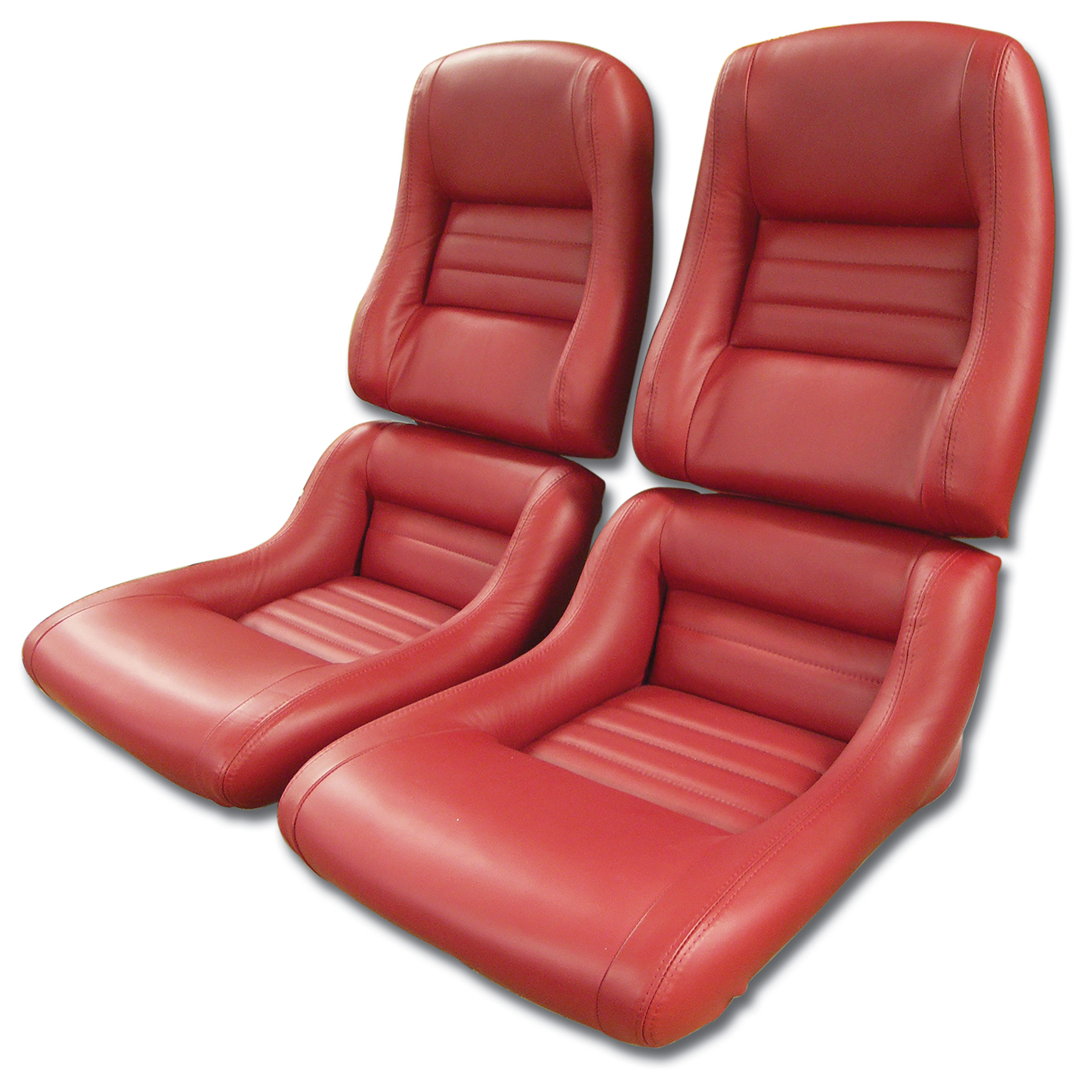 Mounted Leather Seat Covers Red 100%-Leather 4" Bolster For 79-81 Corvette