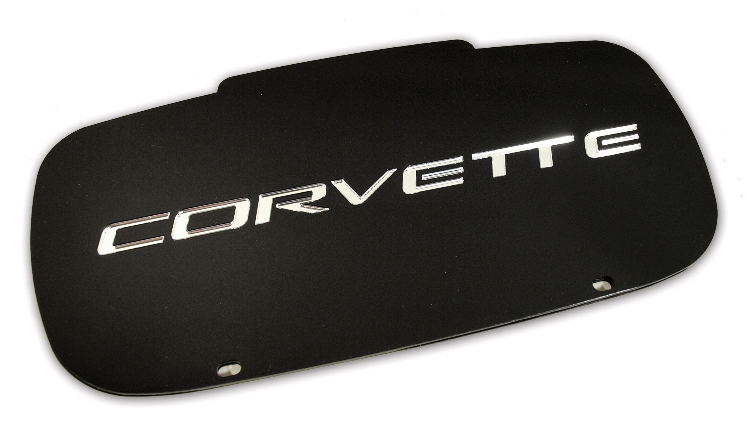 Front License Plate Contour Black W/Mirrored C5 Script For C5 Corvette
