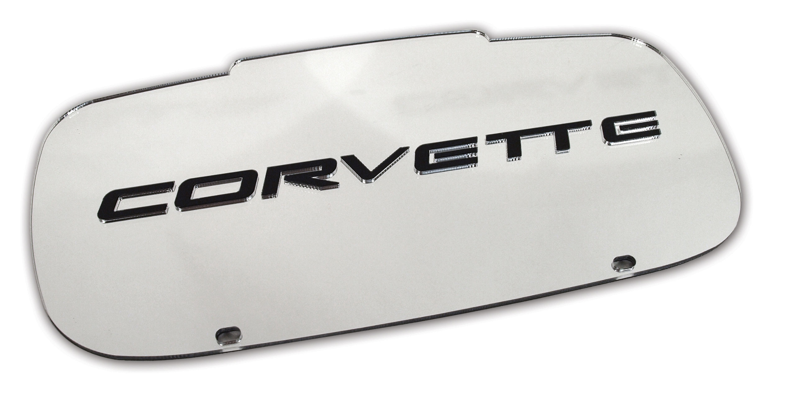 Front License Plate Contour Mirrored W/Black C5 Script For C5 Corvette