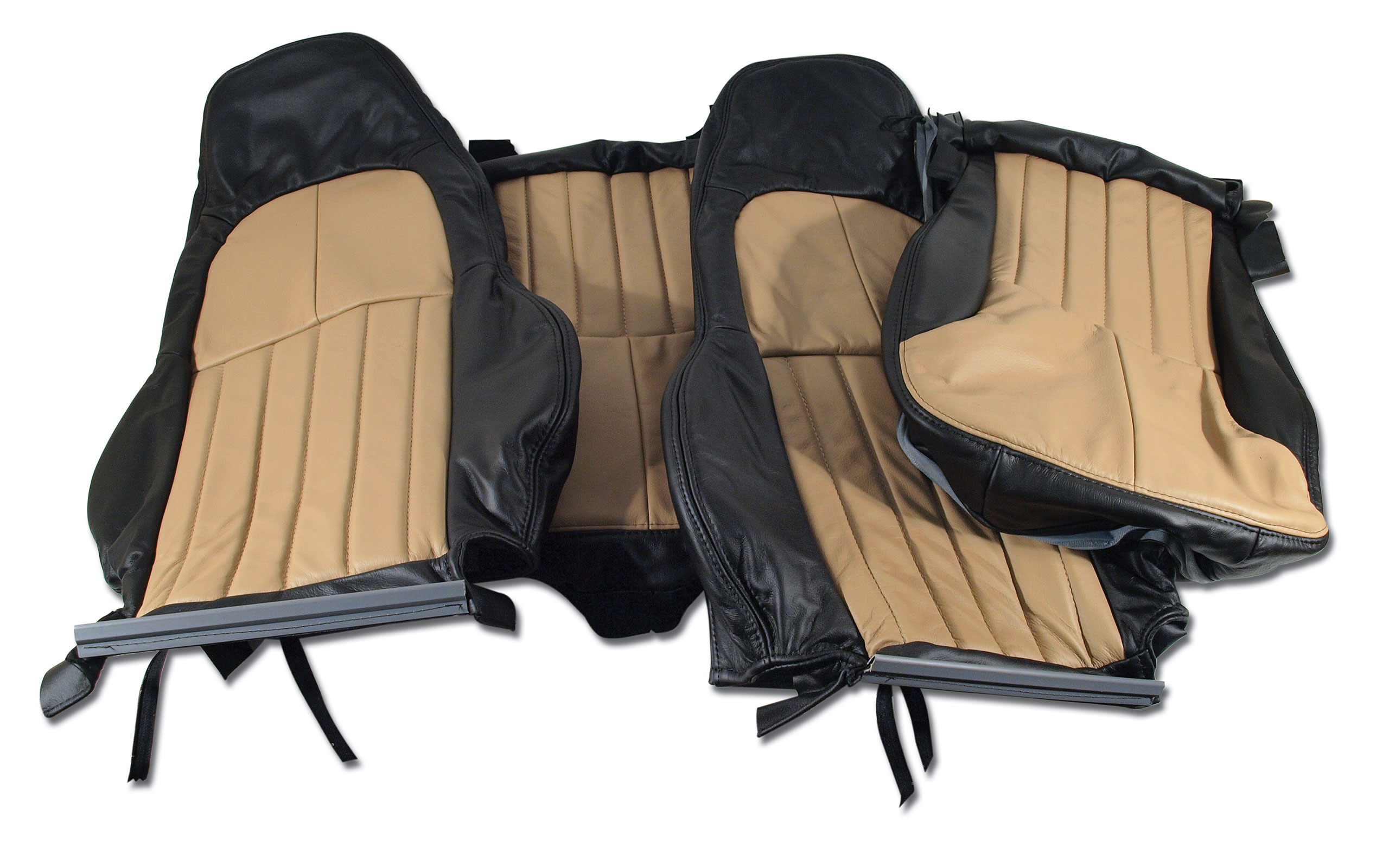 Custom 100% Leather Seat Covers Standard Black & Oak For 1997-04 Corvette