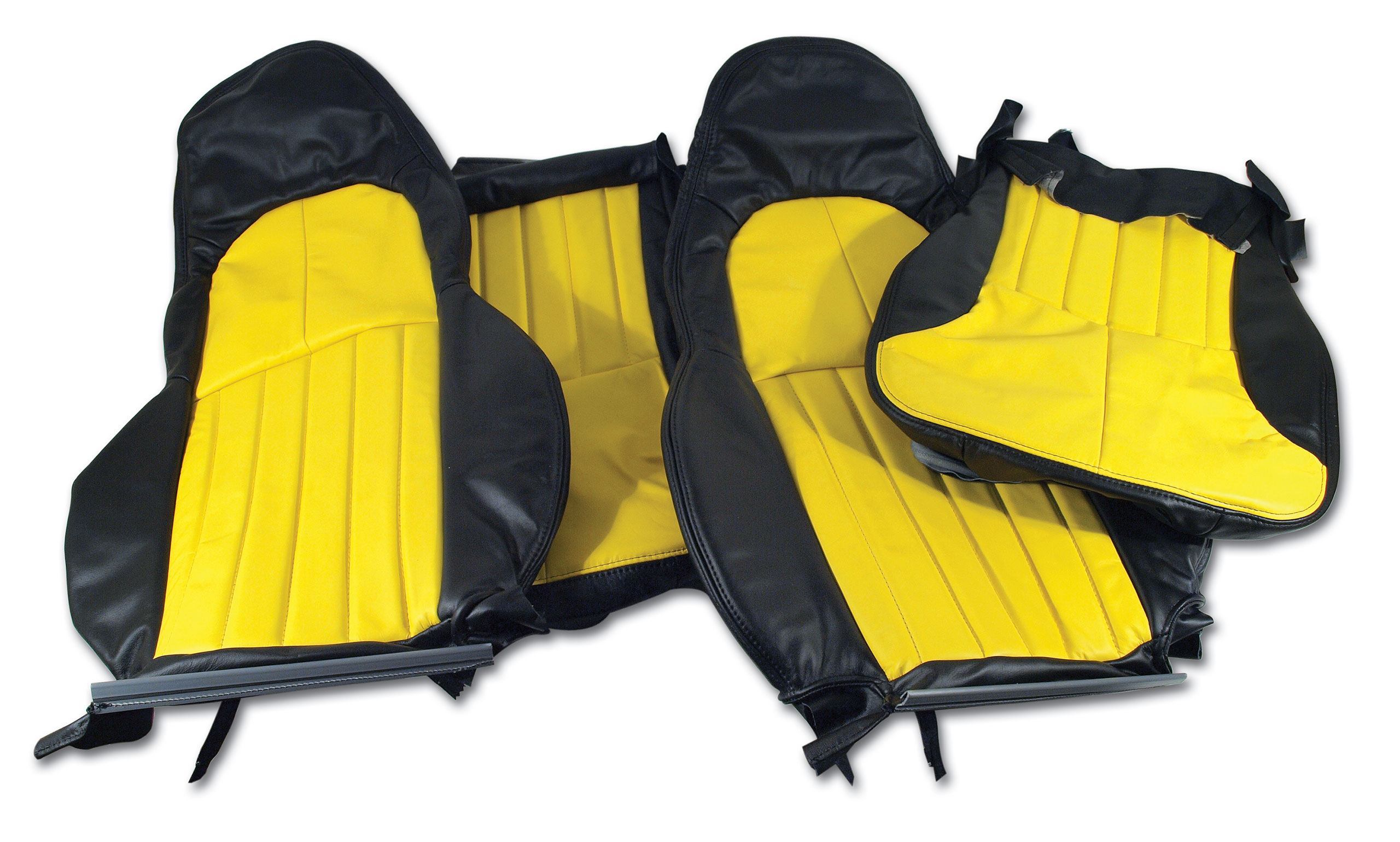 100% Leather Seat Covers Standard Black & Yellow For 1997-2004 Corvette