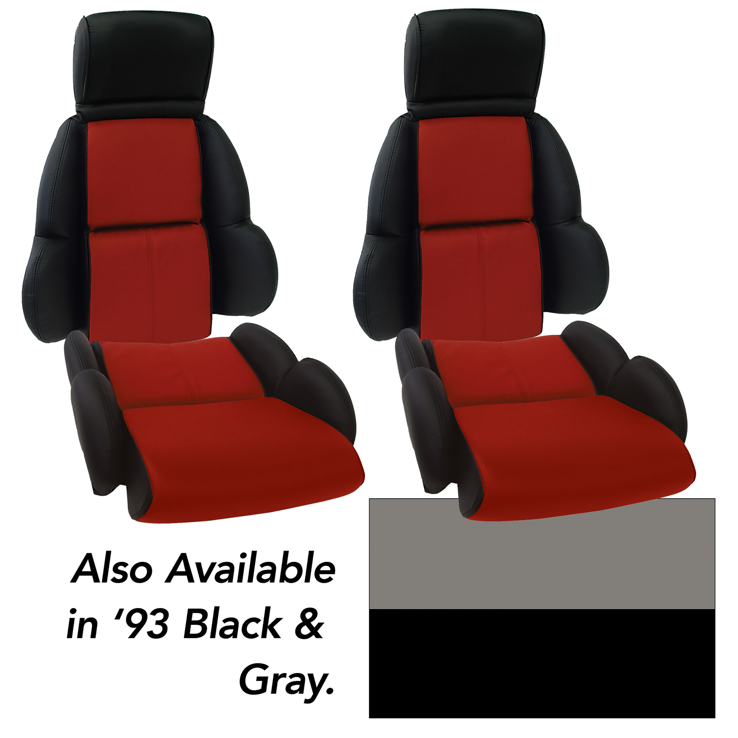 Custom 100% Leather Standard Seat Covers Black & Gray For 1993 Corvette