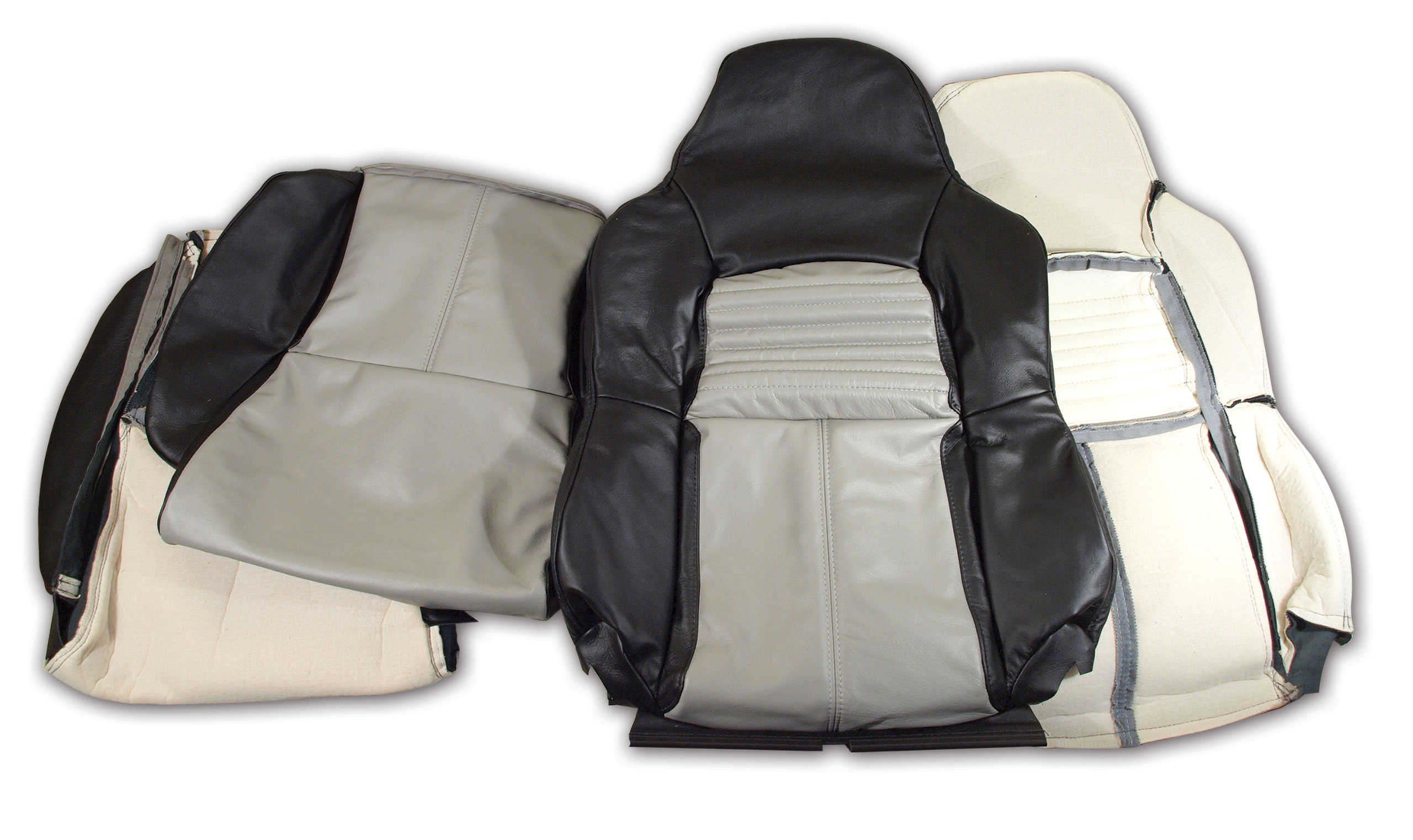 Custom Leather Standard Seat Covers Black & Gray For 1994-1996 Corvette