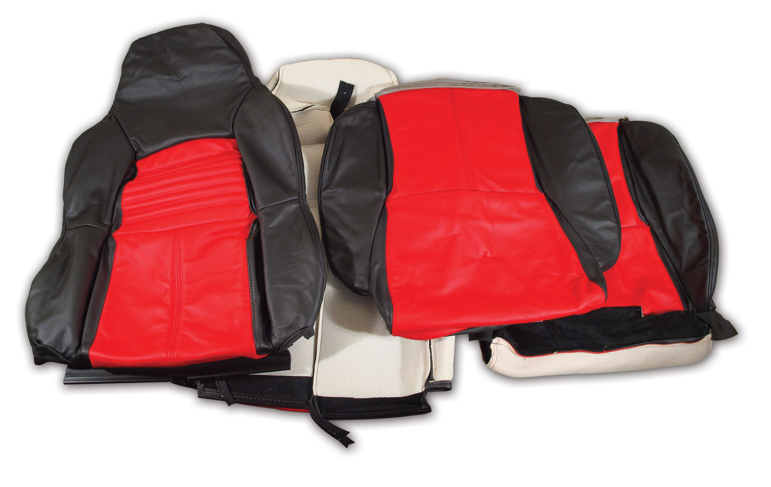 Custom 100% Leather Standard Seat Covers Black & Red For 1994-96 Corvette
