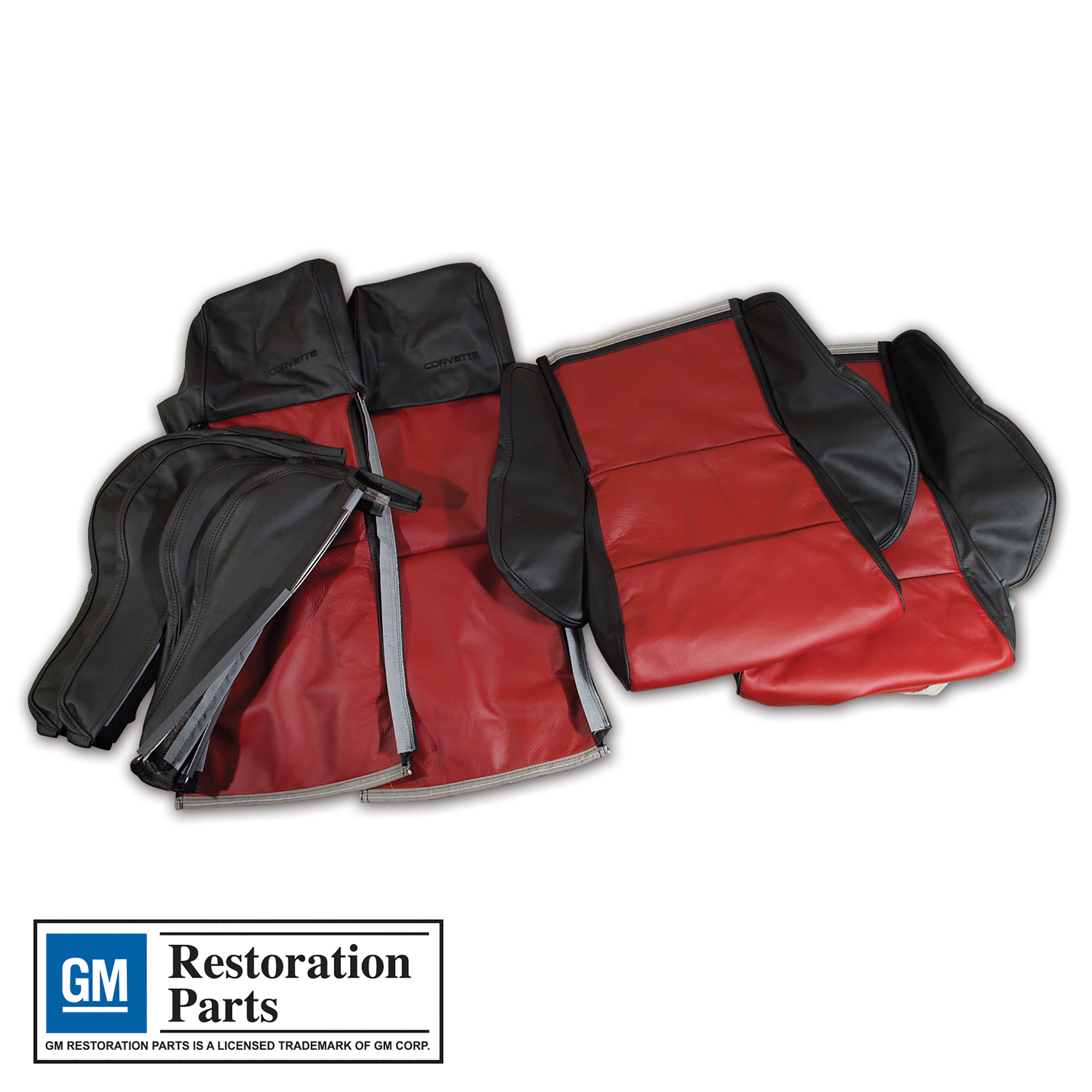 Custom Leather Seat Covers Sport Black & Dark Red For 1984-1988 Corvette