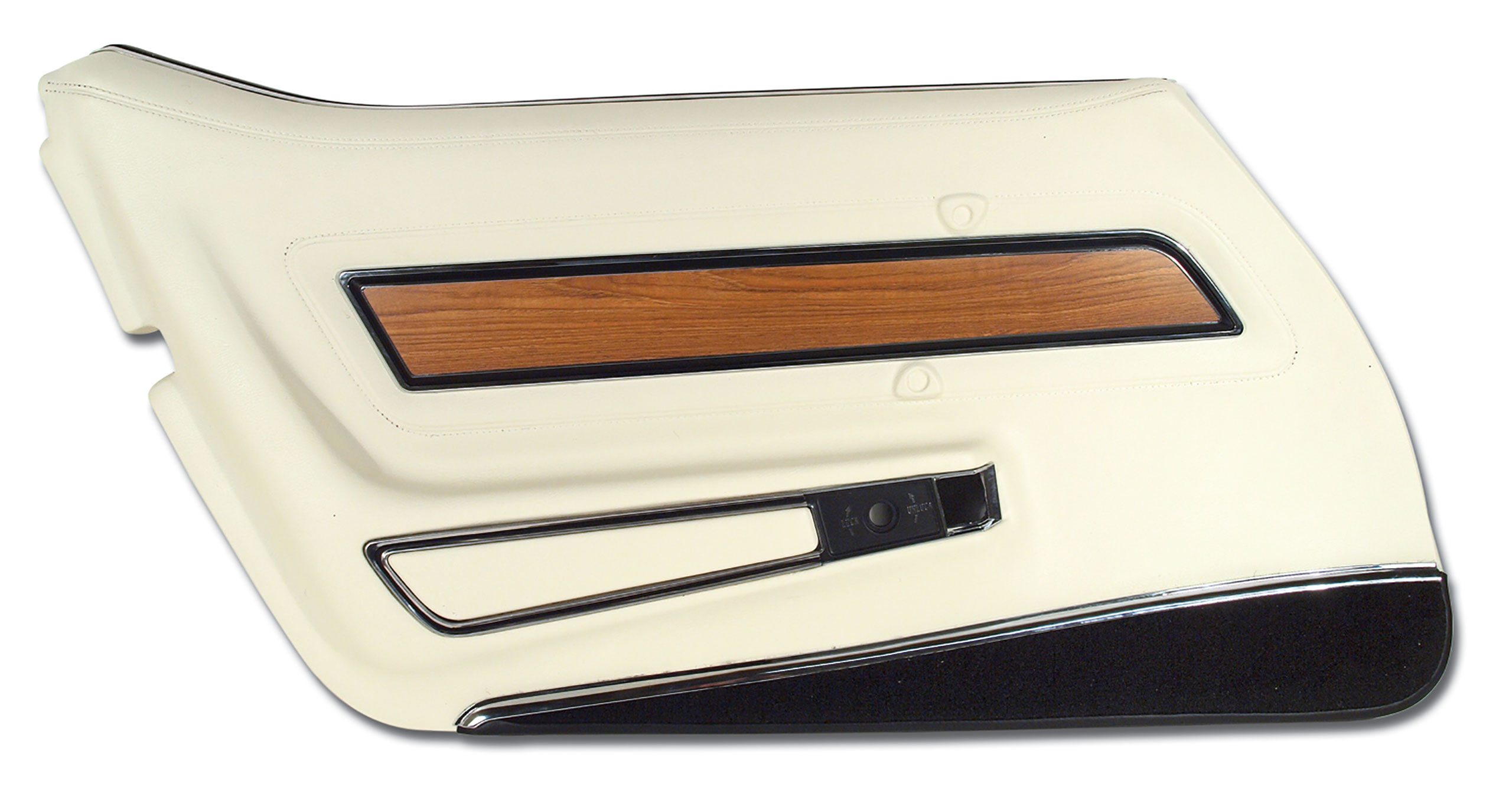 1976 Corvette C3 Door Panel White Deluxe W/Black rpet W/Teak Insert LH CA-4437Z5 