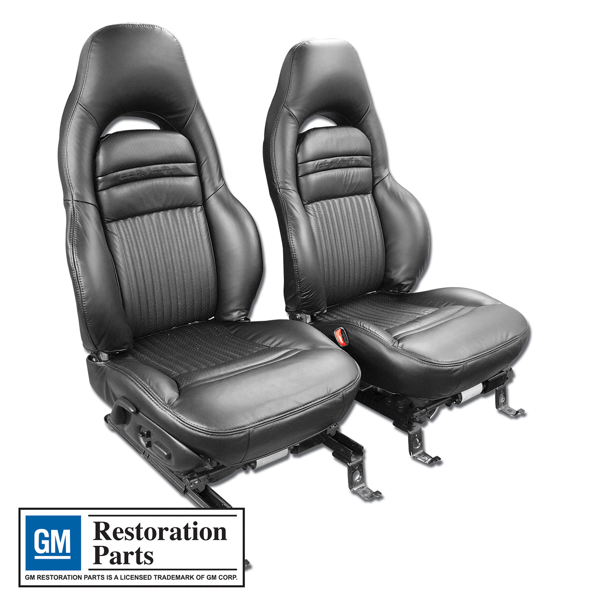 OE Style 100% Leather Sport Seat Covers Black For 1997-2004 Corvette