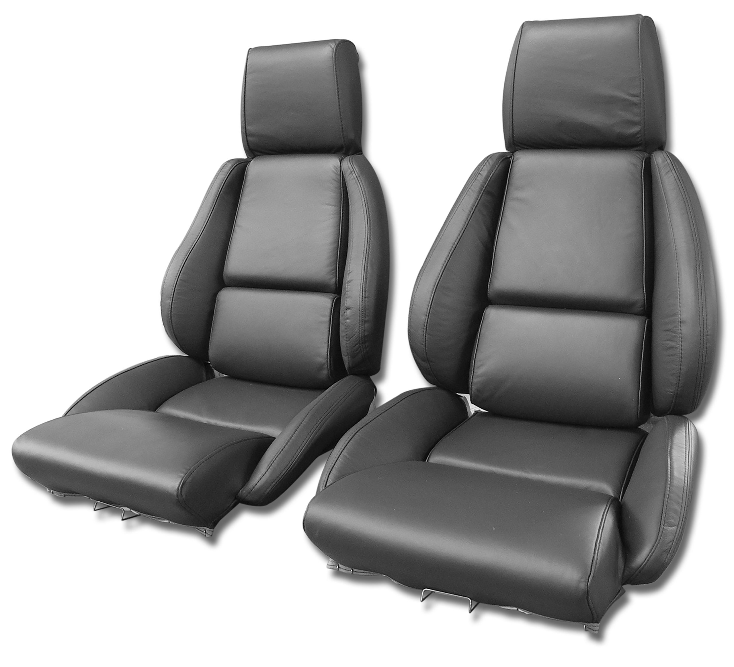 84-87 Corvette C4 420369E OE Style Embroidered Standard Leather Seat Covers W/OE Perf Inserts Gray CA-468422 