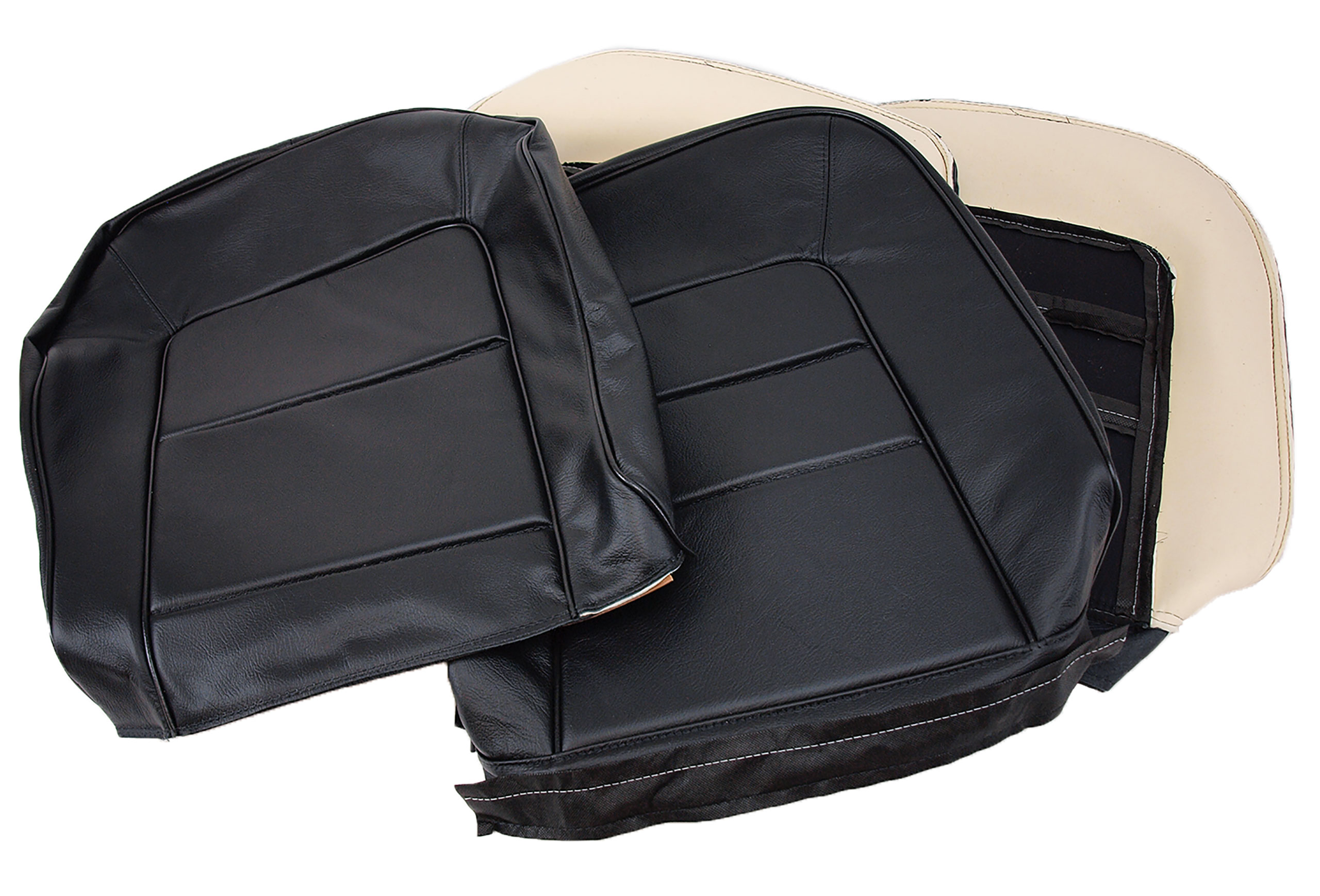 1965 Corvette C2 Driver Leather Seat Covers- Black CA-480220 