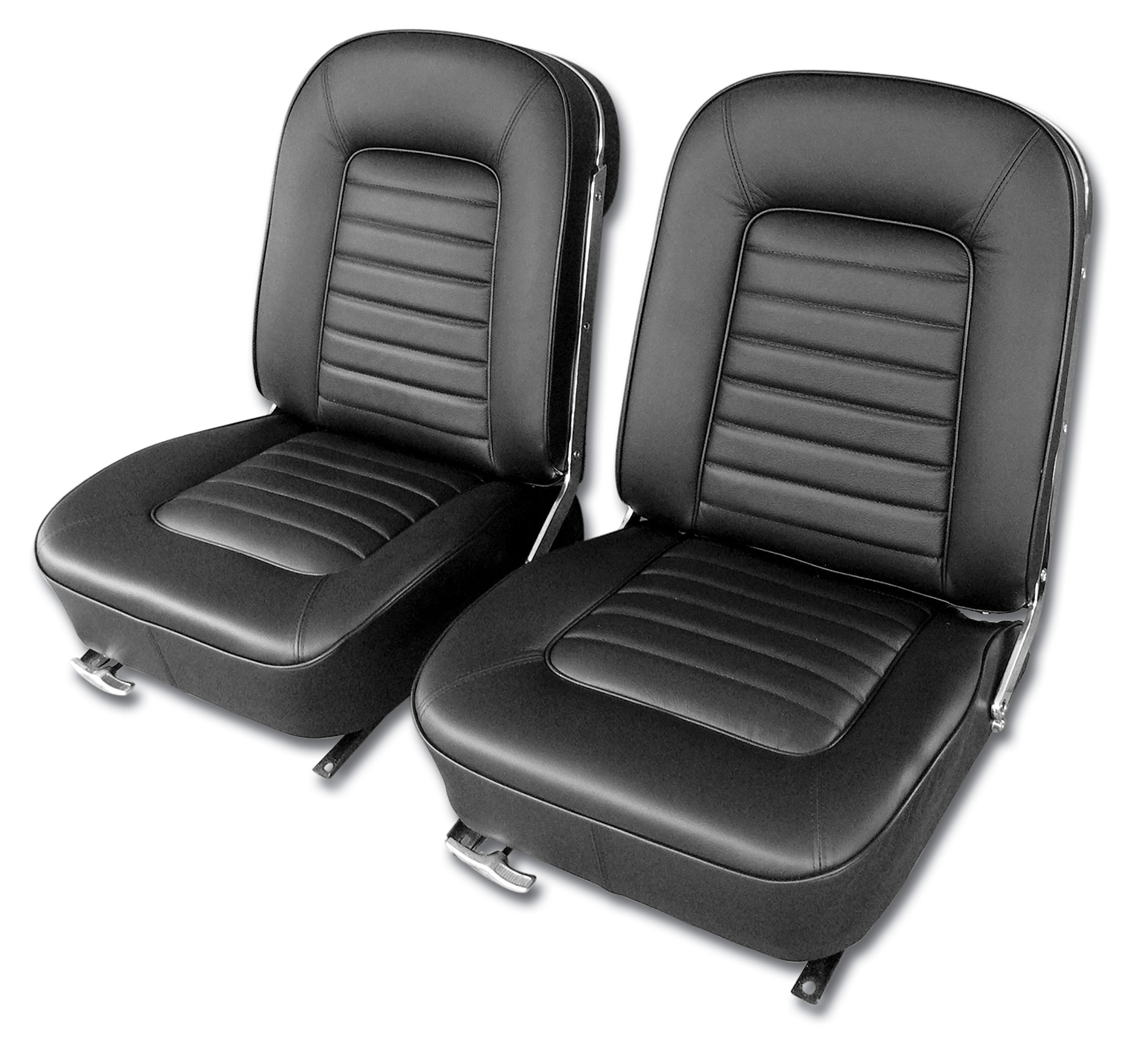 1966 Corvette C2 Driver Leather Seat Covers- Black CA-480320 