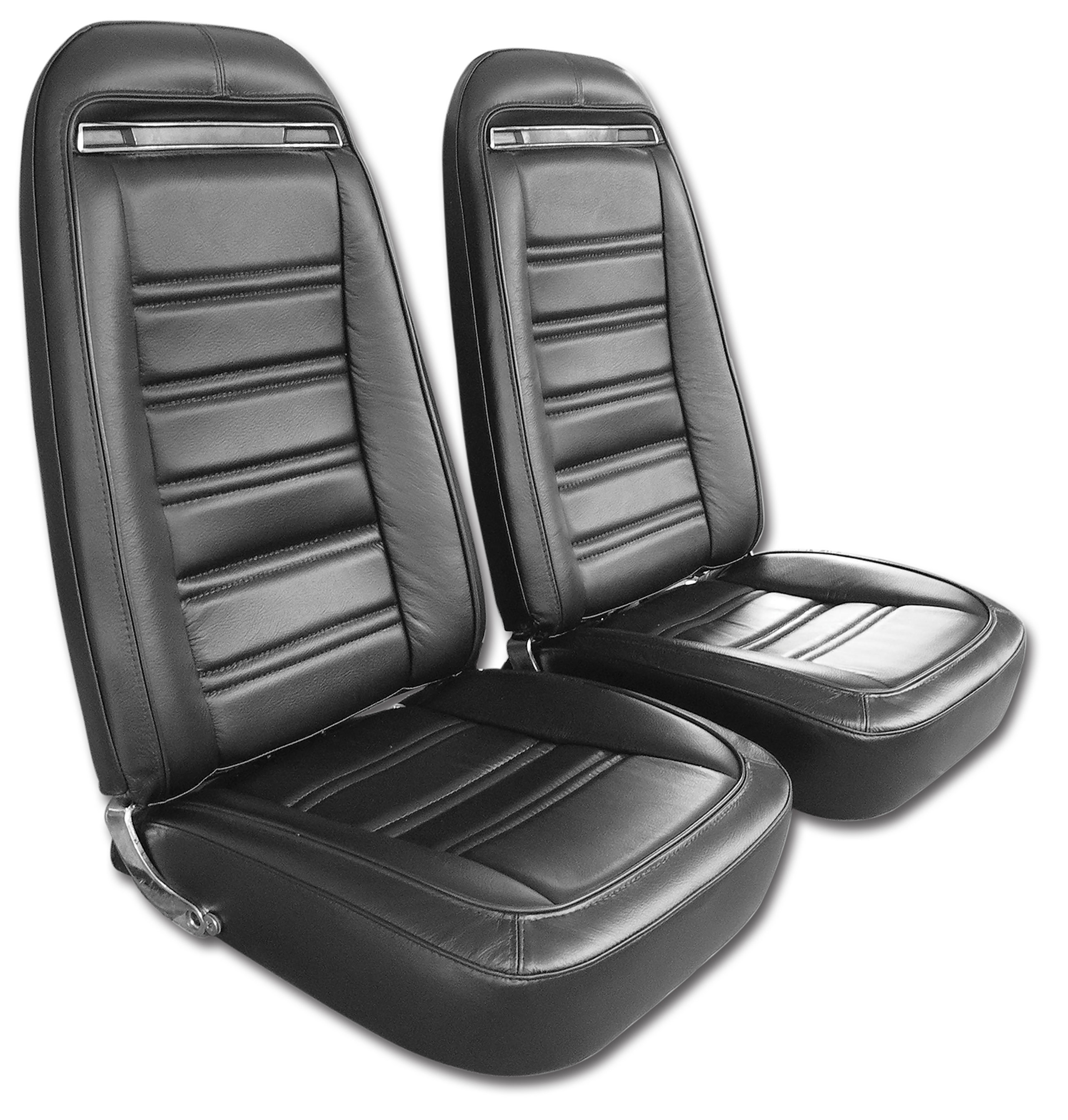 1970-1971 Corvette C3 Driver Leather Seat Covers Black Leather/Vinyl CA-480720 