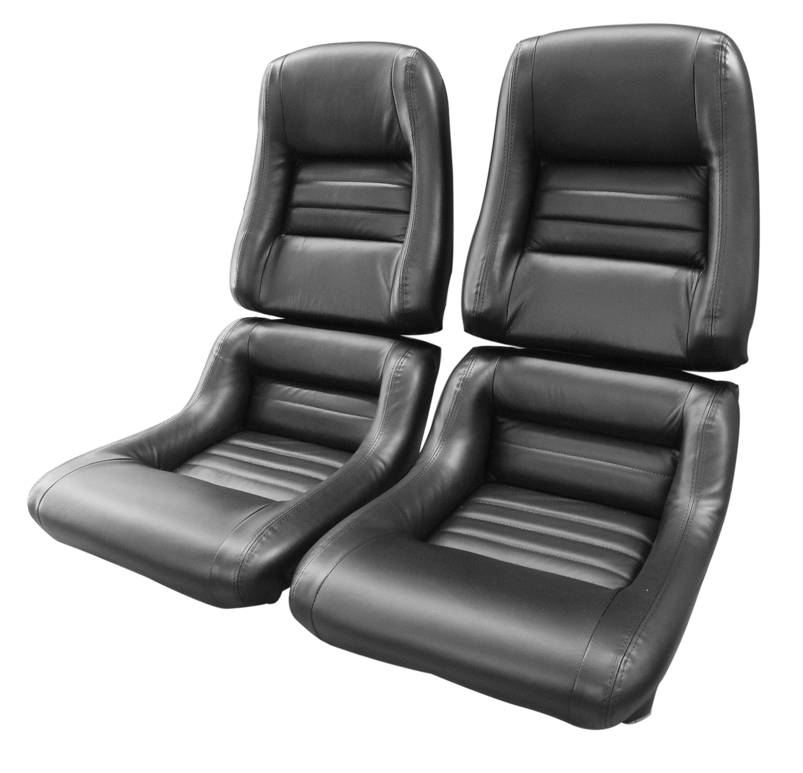 79-82 Corvette C3 Driver Leather Seat Covers Black 100%-Leather 4" Bolster CA-481220 