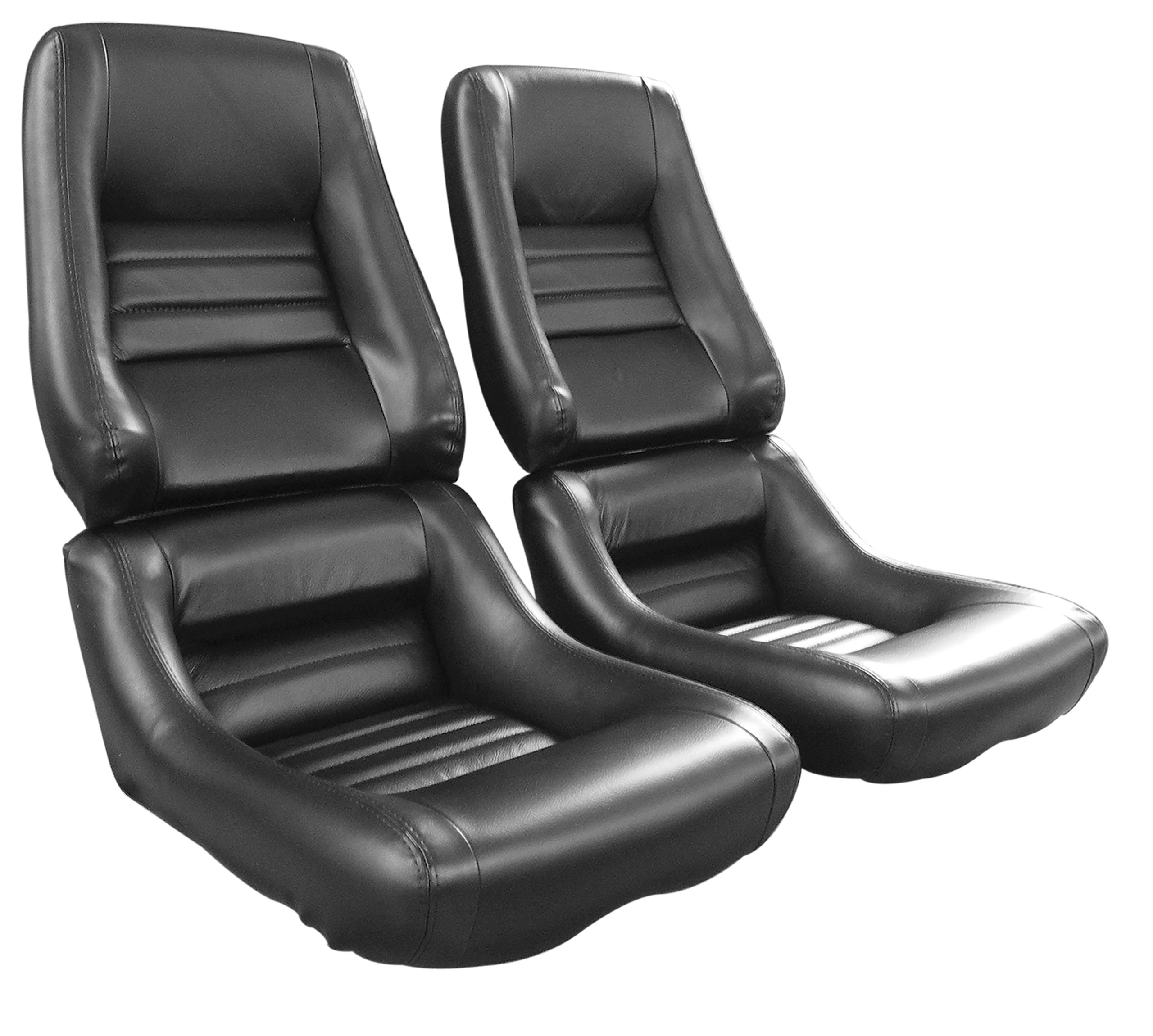 79-82 Corvette C3 481220 Driver Leather Seat Covers Black Leather/Vinyl 2" Bols CA-481320 