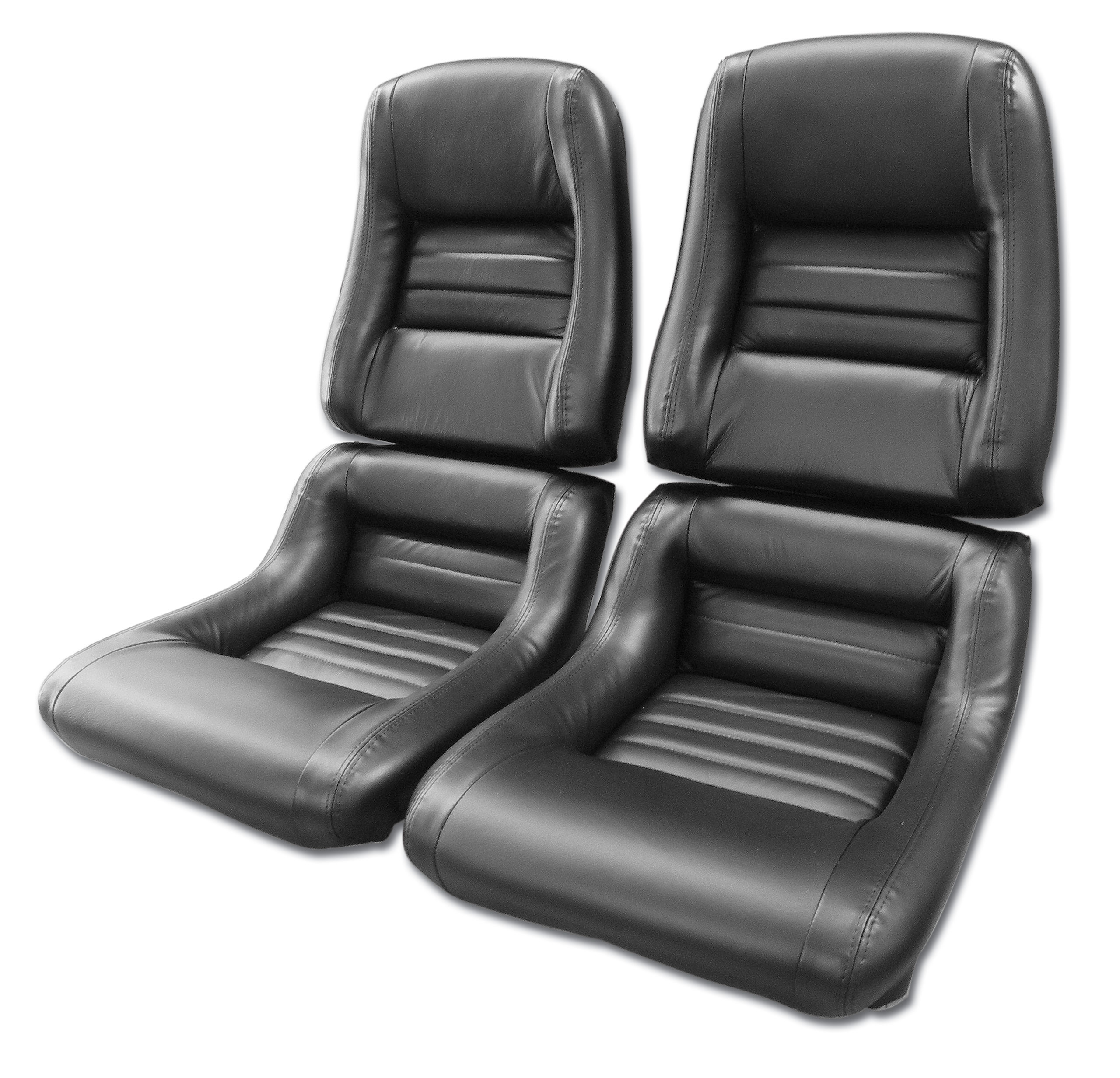 79-82 Corvette C3 485120 Mounted Driver Leather Seat Covers Black 100%-Leather 4"Bolster CA-481420 