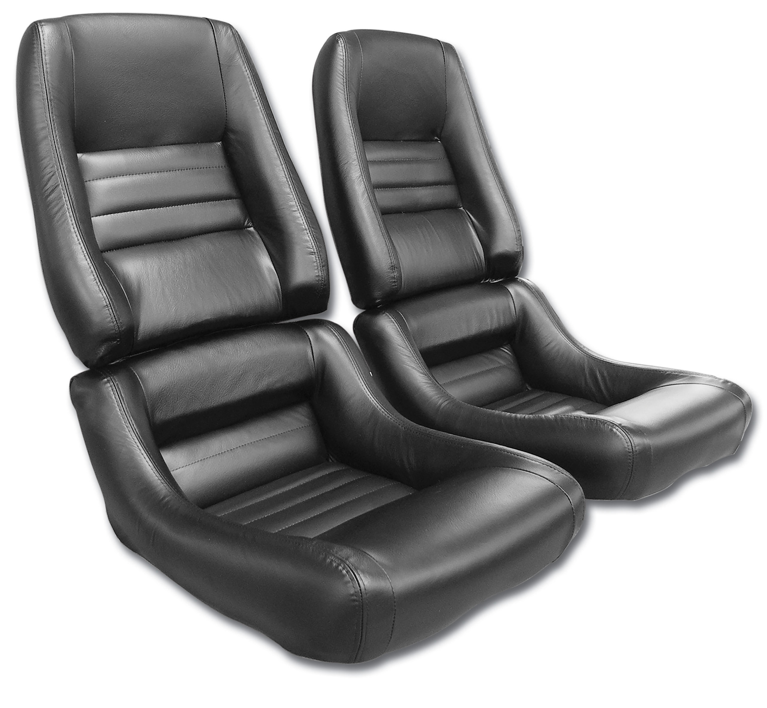79-82 Corvette C3 Driver Leather Seat Covers Black 100%-Leather 2" Bolster CA-484920 