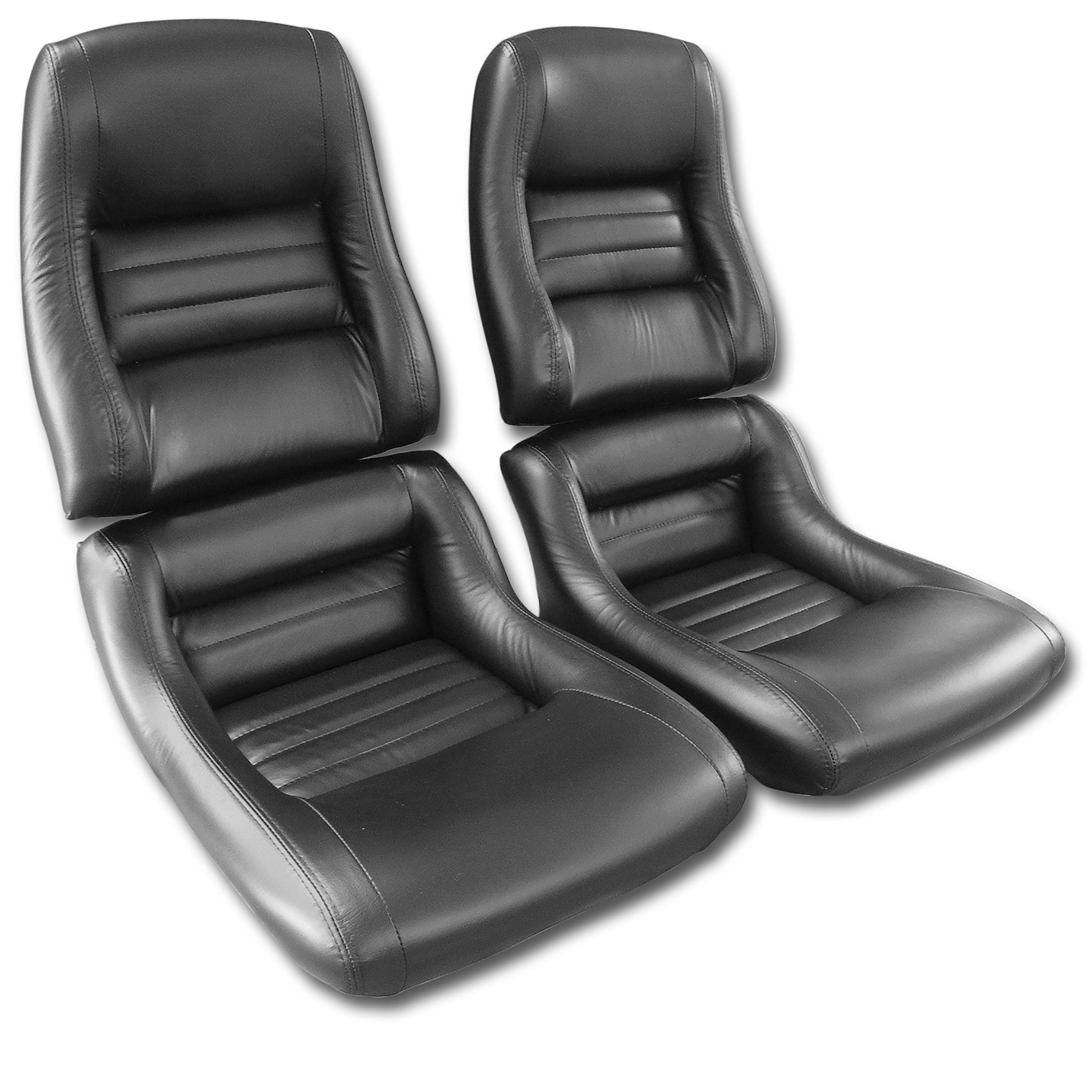 79-82 Corvette C3 481320 Driver Leather Seat Covers Black Leather/Vinyl 4" Bols CA-485020 