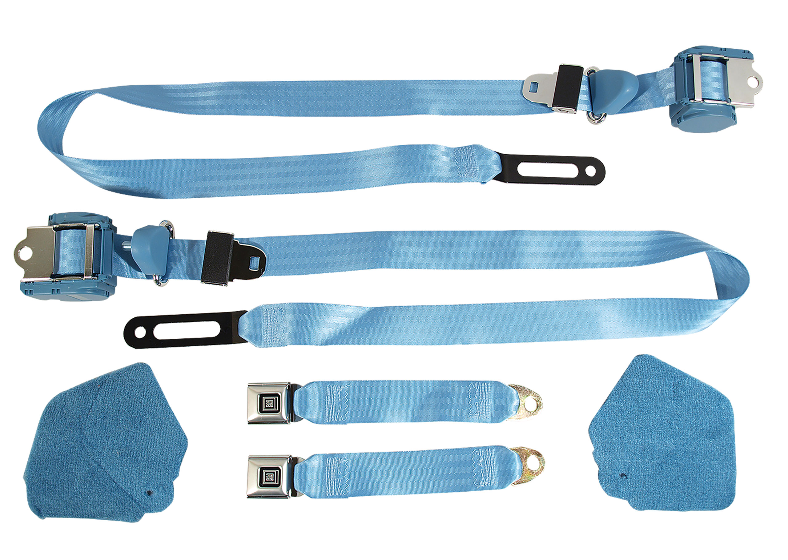 1986-1989 Corvette C4 Blue Lap & Shoulder Seat Belts Single Retractor CA-51666 