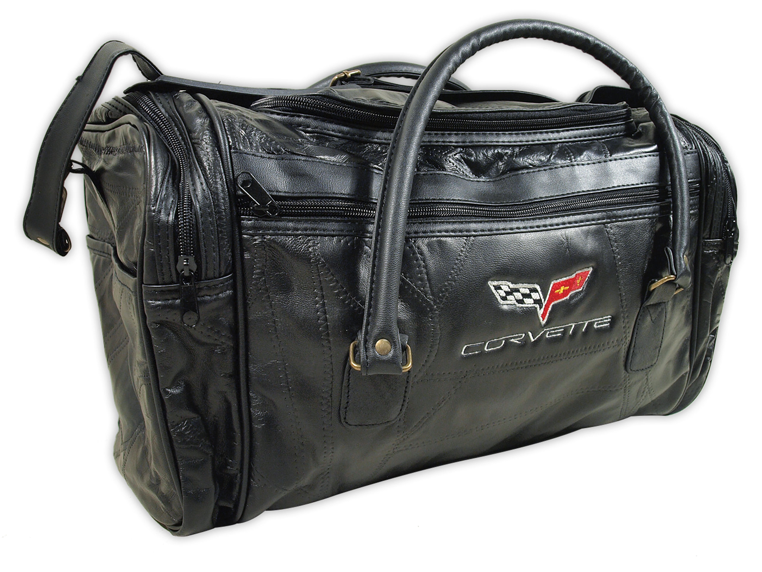 Duffel Bag Black Lambskin Leather W/C6 Logo For 2005-2013 Corvette