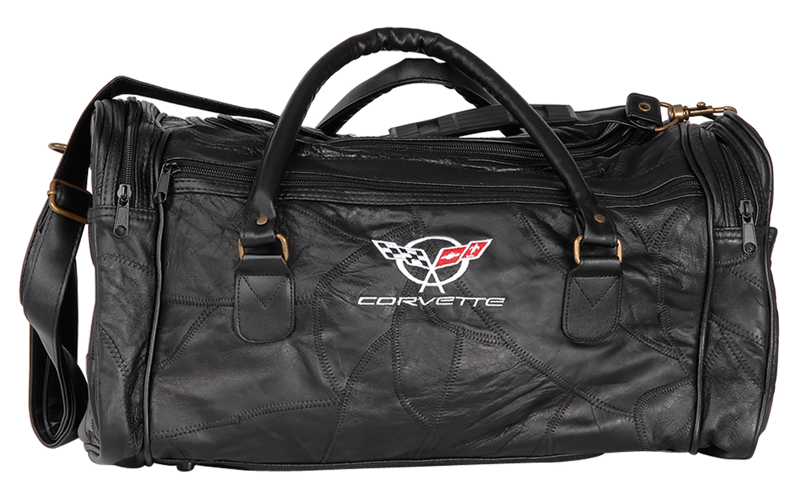 Duffel Bag Black Lambskin Leather W/C5 Logo For 1997-2004 Corvette