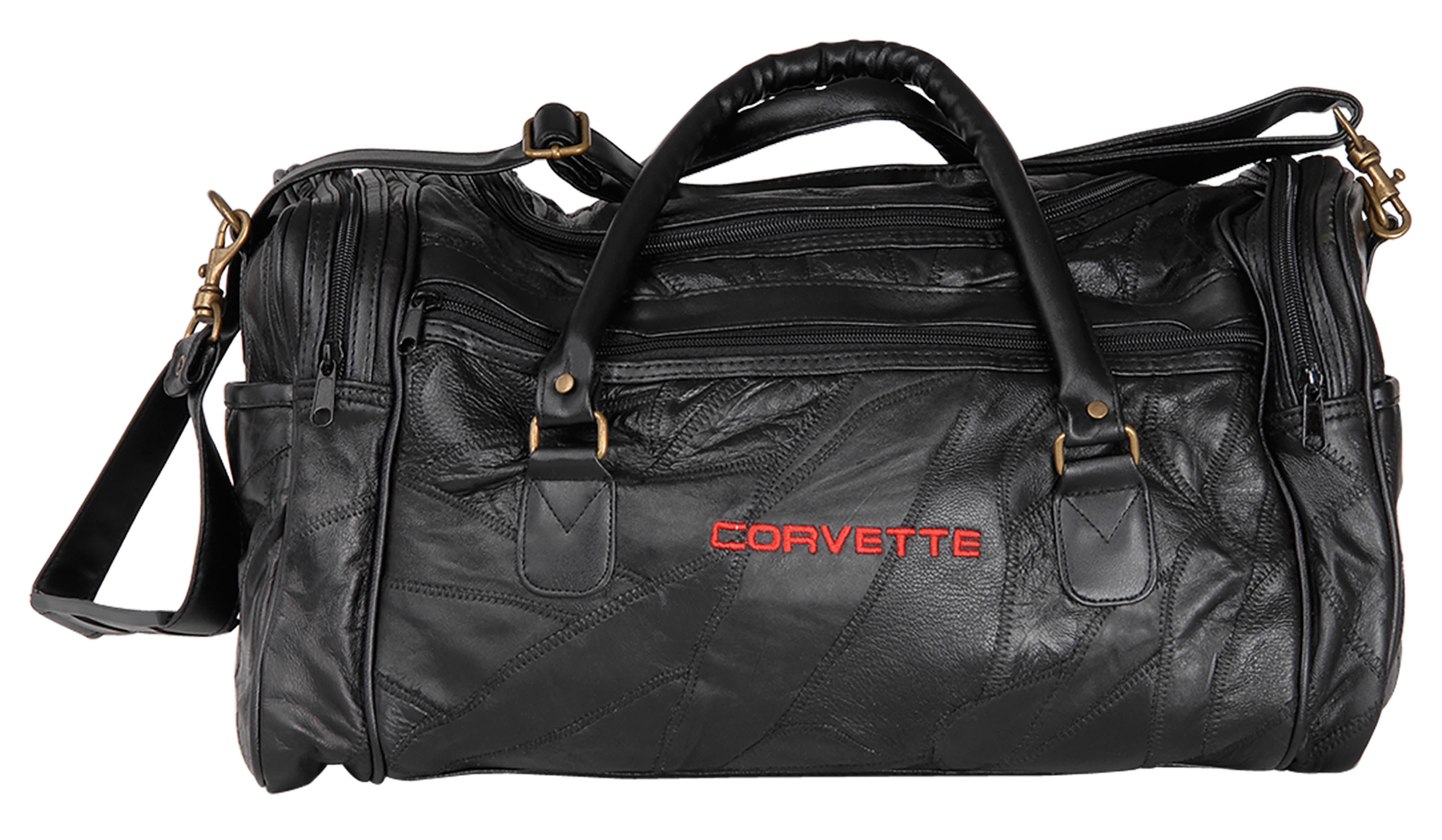 Duffel Bag Black Lambskin Leather W/Corvette Script For 1984-1990 Corvette