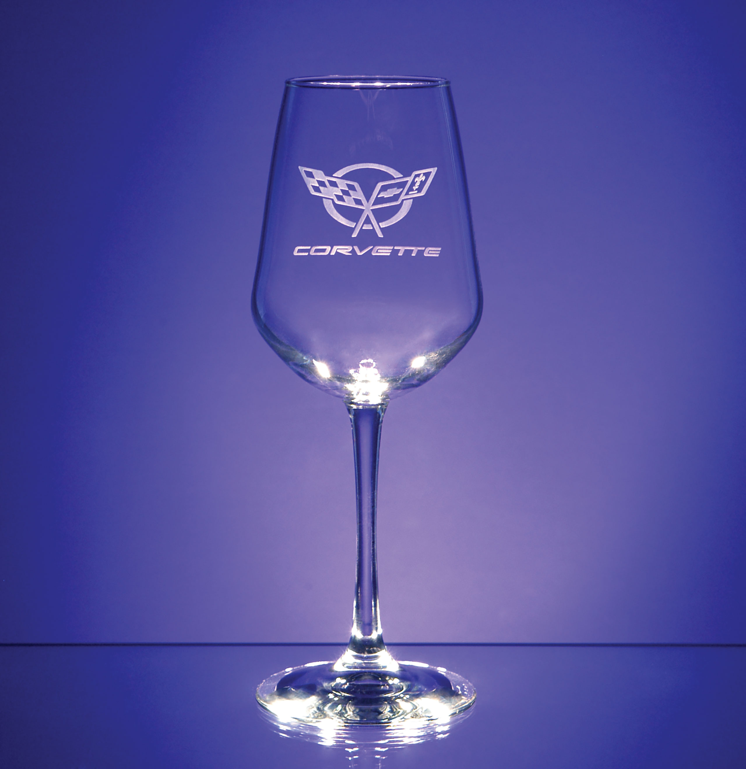 Wine Glasses Set of 2 125oz W/C5 Logo For 1997-2004 Corvette
