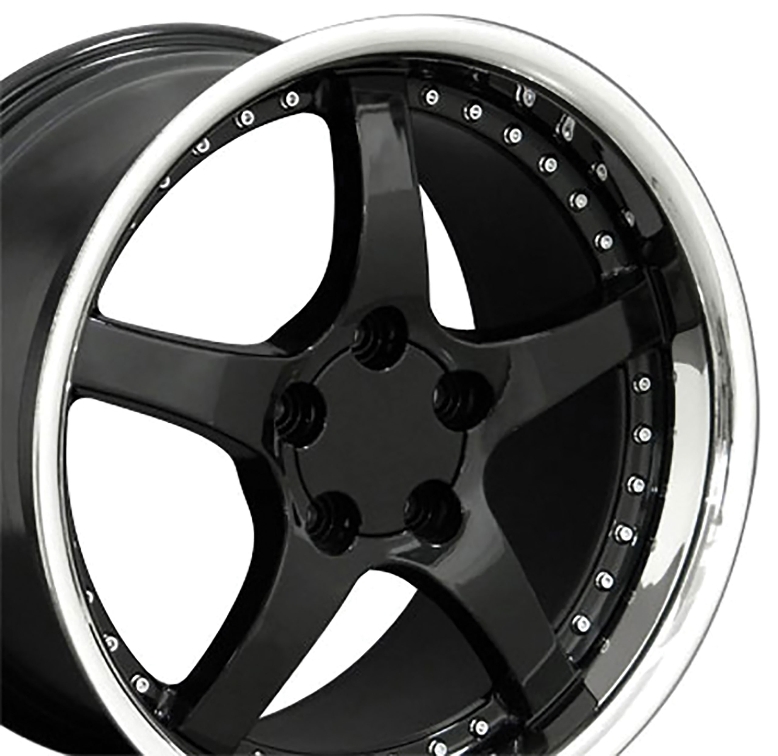 1988-2004 Corvette C4-C5 Wheel Black Stainless Lip W/Rivets 18x105 CA-53434 