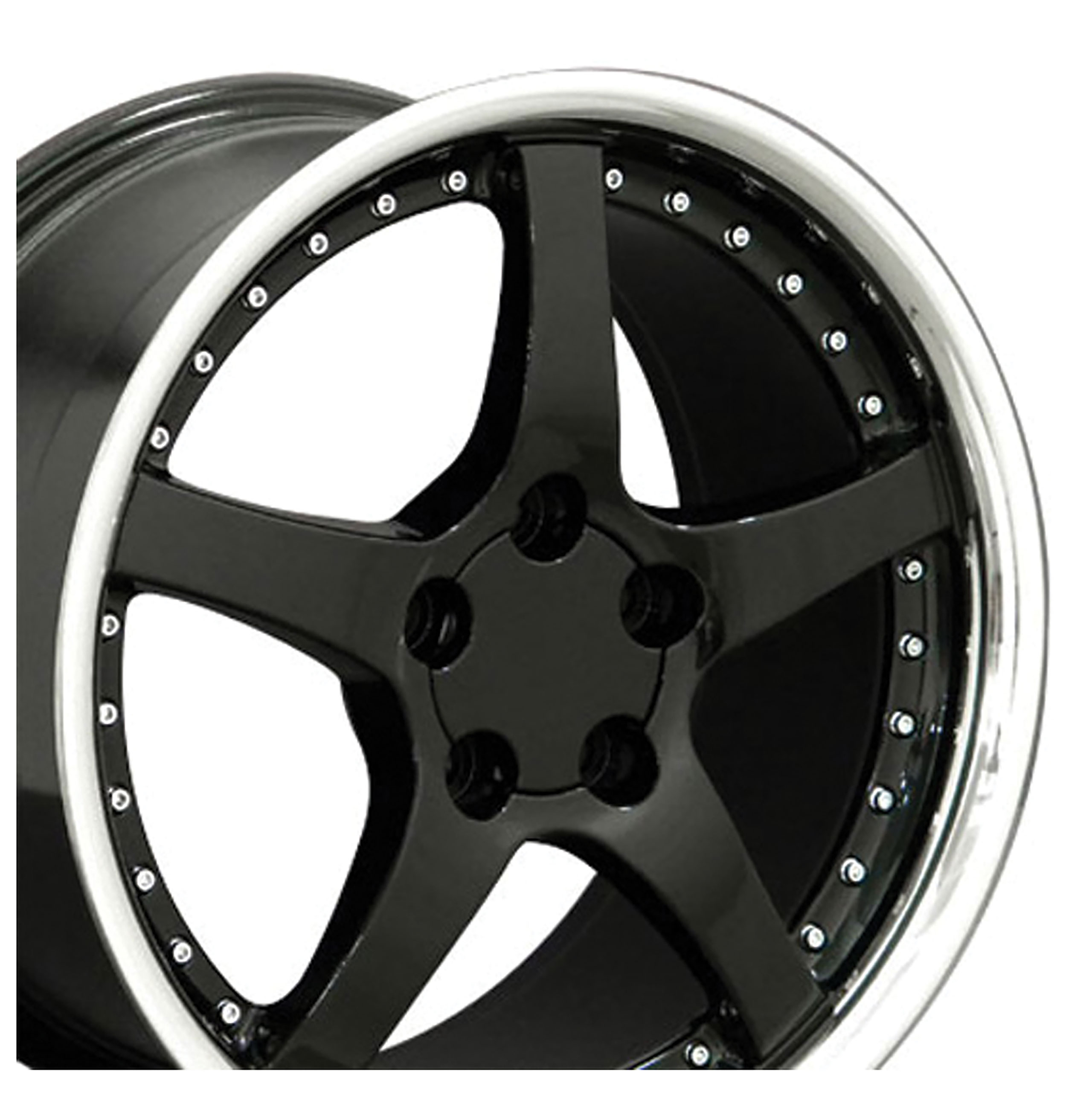 1988-2004 Corvette C4-C5 Wheel Black Stainless Lip W/Rivets 18x95 CA-53450 