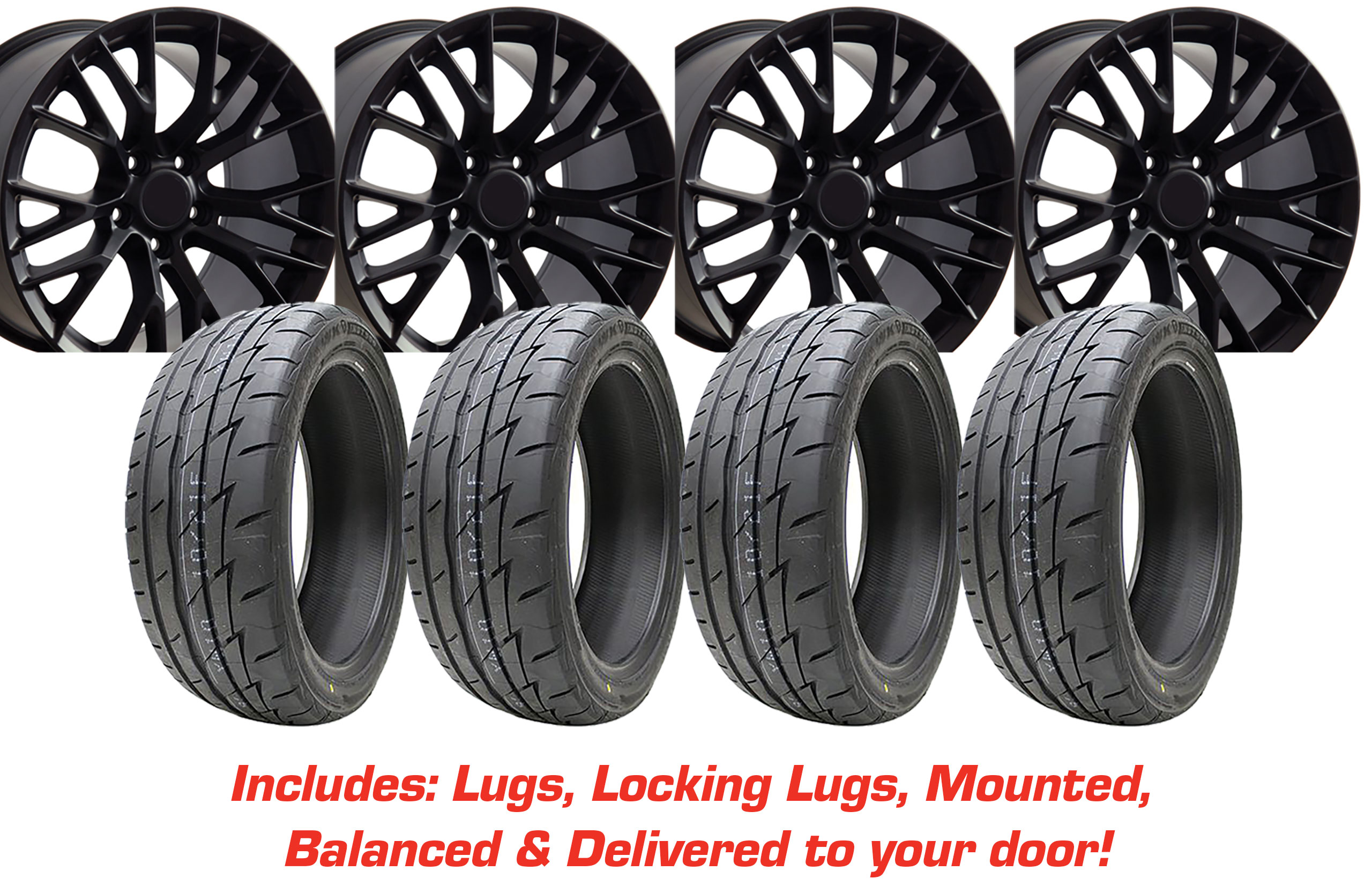 Tire/Wheel Pkg C7 Z06 Satin Black on Firestone Tires For 2005-13 Corvette