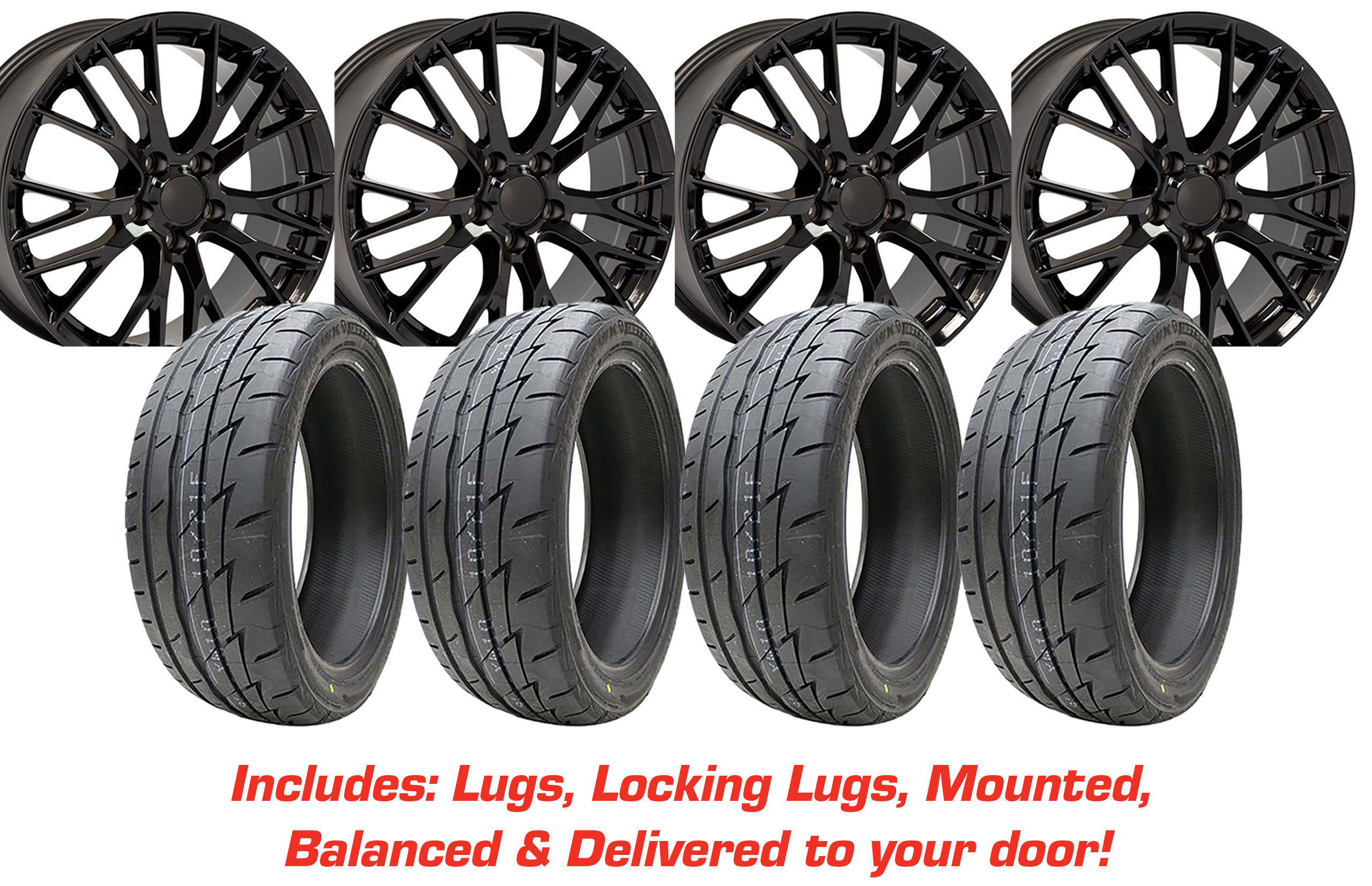 57136 Tire/Wheel Pkg C7 Z06 Gloss Black Flow Formed 