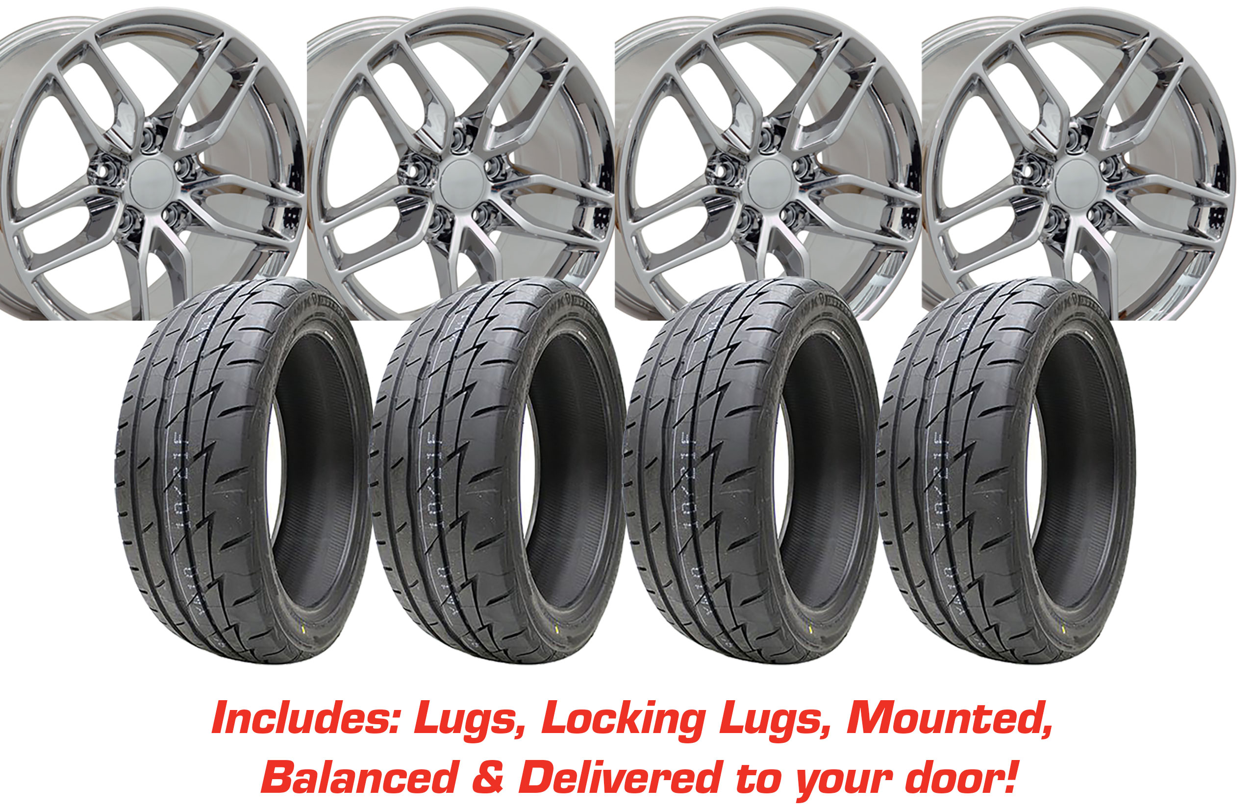 Tire/Wheel Pkg C7 Z06 Chrome Wheel Set On Firestone Tires For 05-13 Corvette