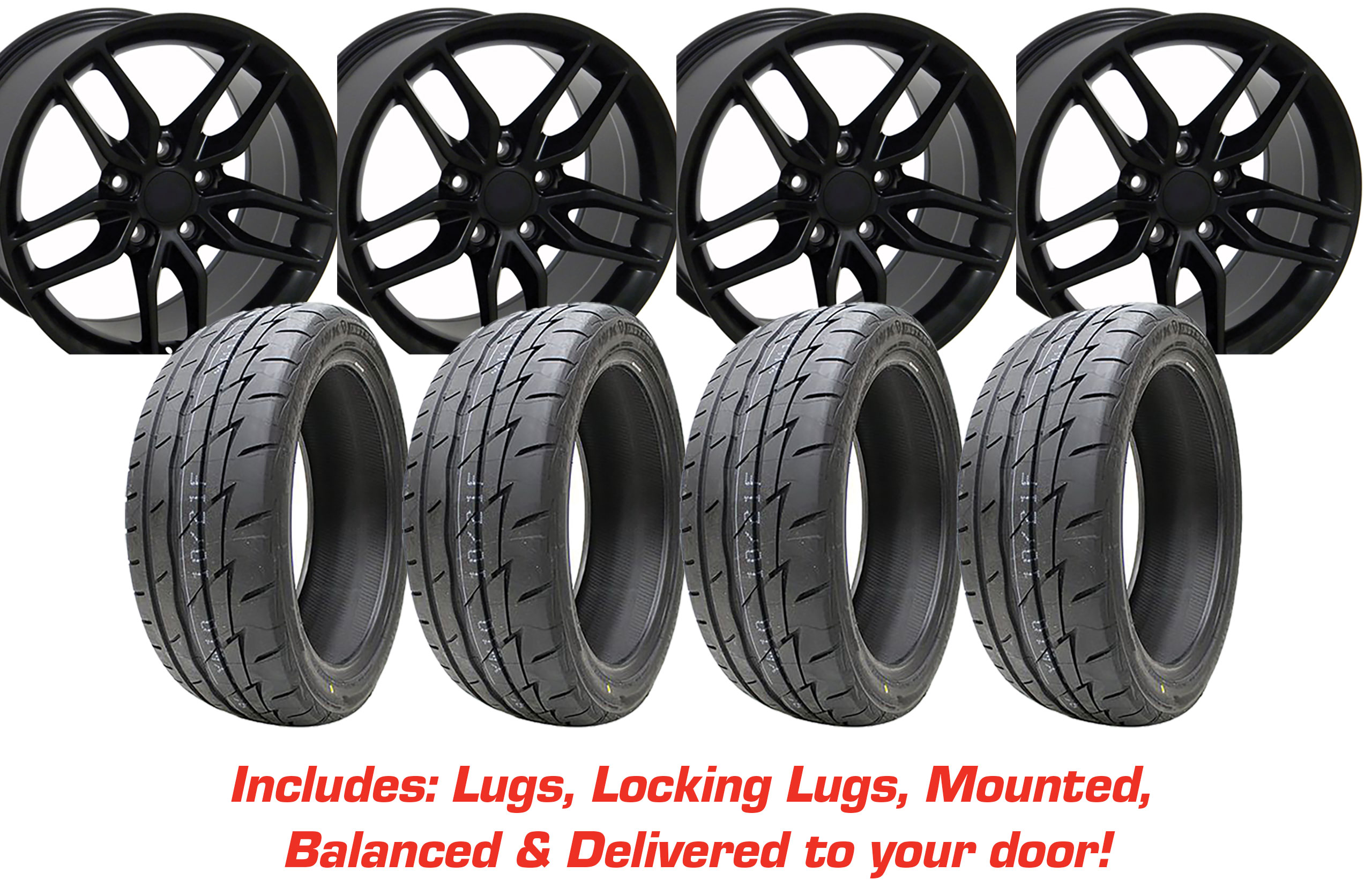 Tire/Wheel Pkg C7 Z51 Satin Black on Firestone Tires For 2005-13 Corvette