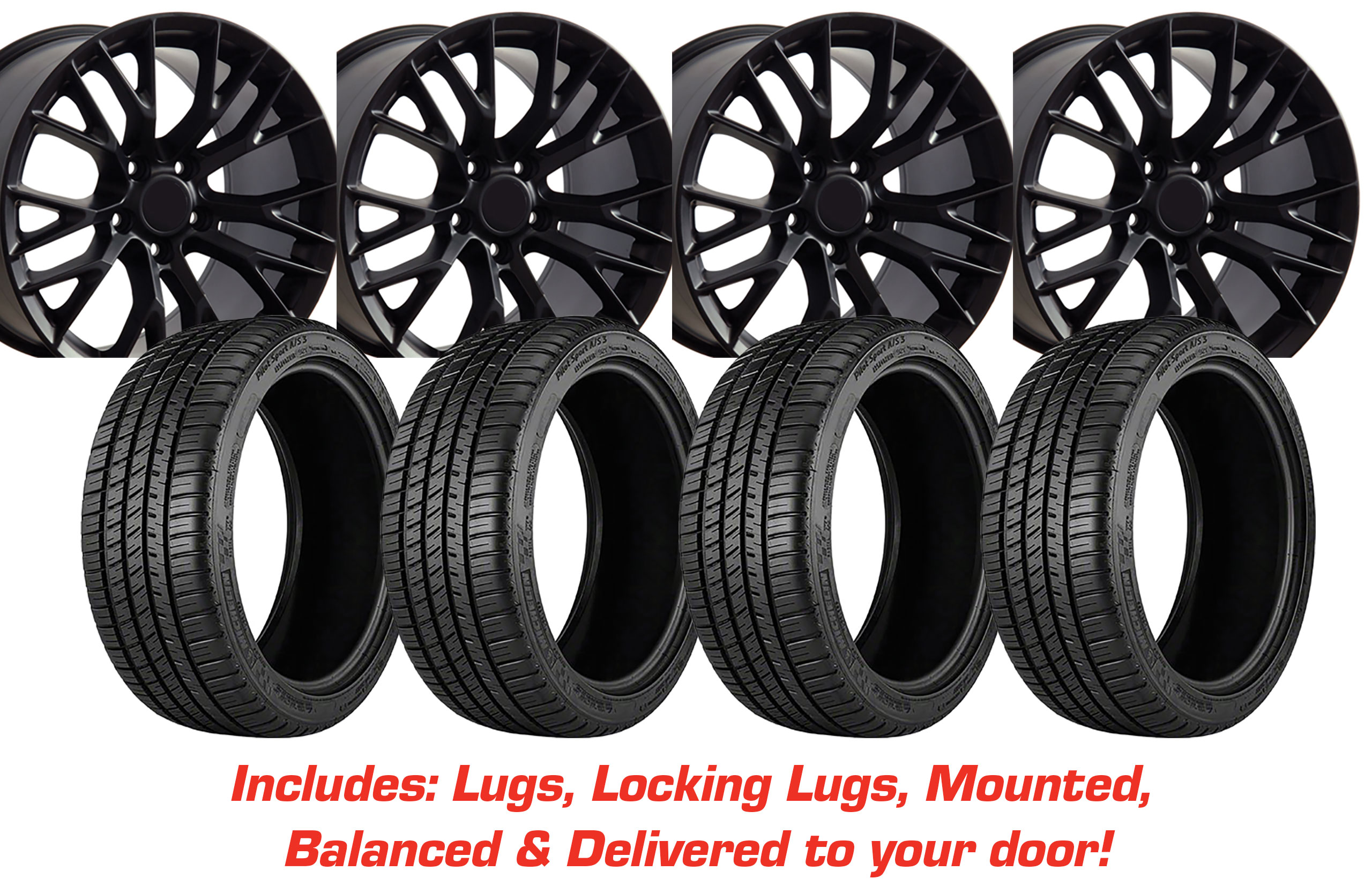 Tire/Wheel Pkg C7 Z06 Satin Black Wheel Set On Michelin Tires For 1988-04 Corvette