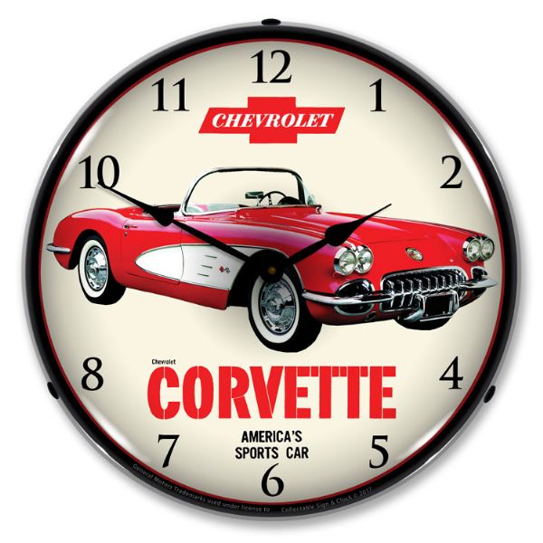 1959 Corvette C1 LED Clock- Red CA-57608 