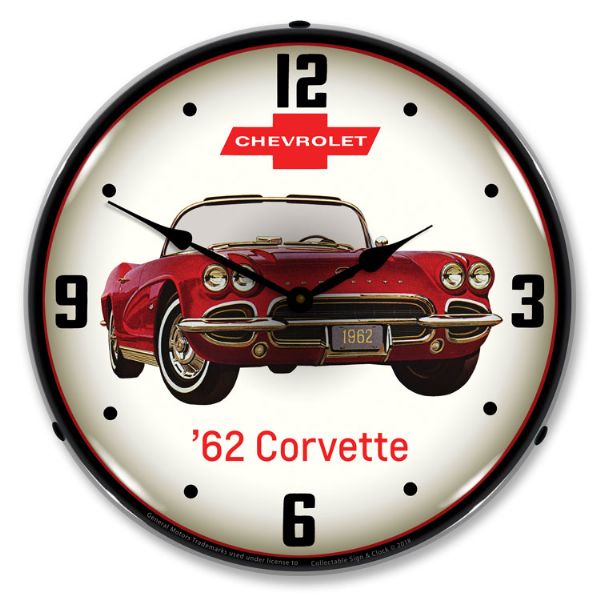 1962 Corvette C1 LED Clock- Red CA-57610 
