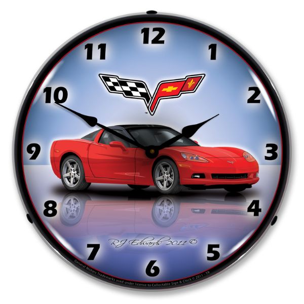 2005-2013 Corvette C6 LED Clock- C6 Torch Red