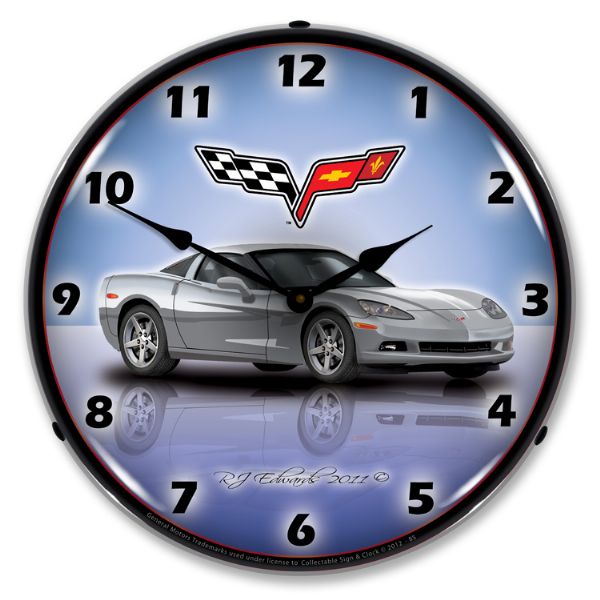 2005-2013 Corvette C6 LED Clock- C6 Blade Silver