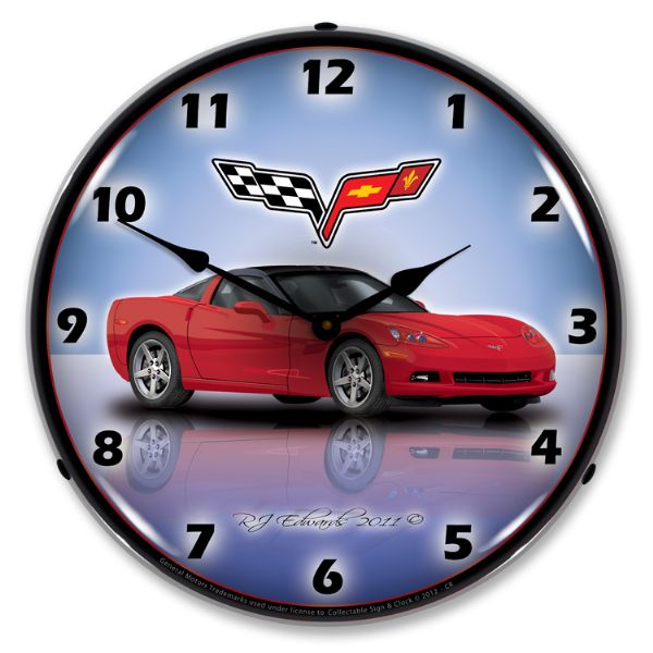 2005-2013 Corvette C6 LED Clock- C6 Crystal Red