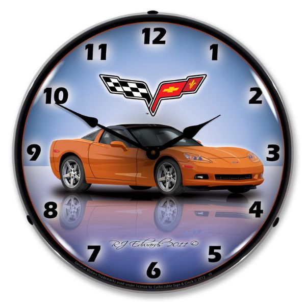 2005-2013 Corvette C6 LED Clock- C6 Inferno Orange