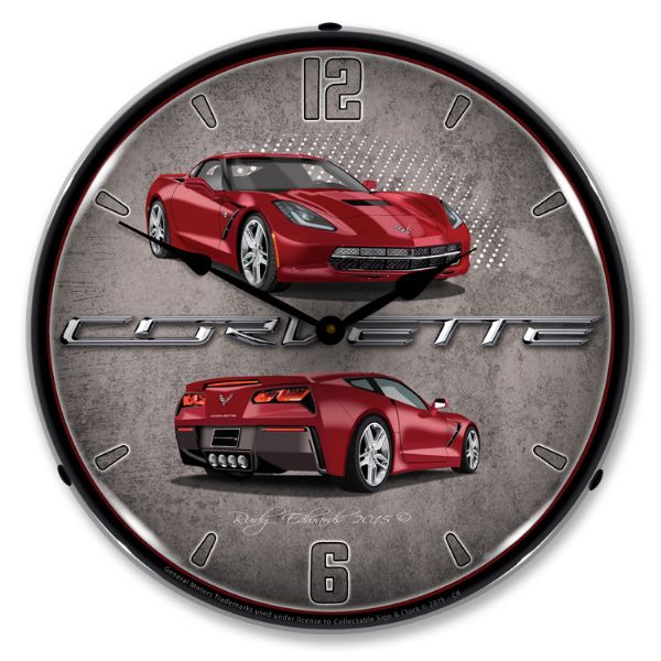 LED Clock- C7 Crystal Red For 2014-2019 Corvette