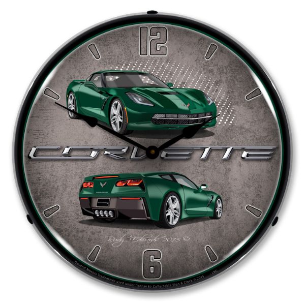2014-2019 Corvette C7 LED Clock- C7 Lime Rock Green