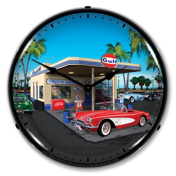 1959 Corvette C1 LED Clock- Gulf Gas Station CA-57659 