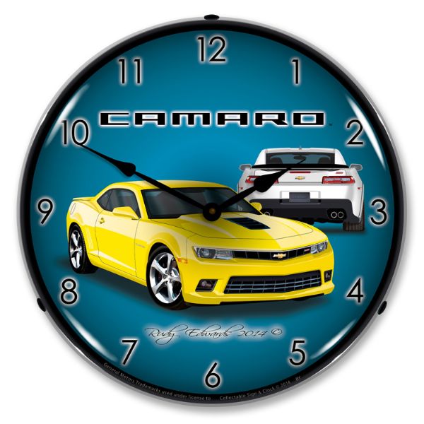 2014 Camaro C7 LED Clock- SS Bright Yellow
