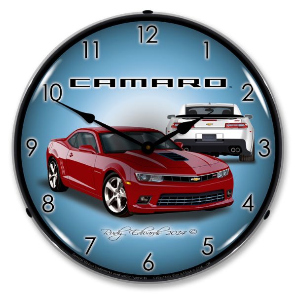 2014 Chevrolet Camaro C7 LED Clock- SS Crystal Red