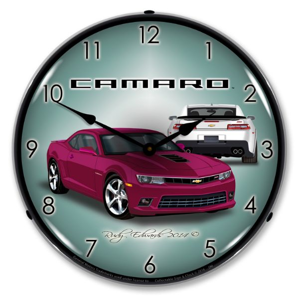 2014 Chevrolet Camaro C7 LED Clock- SS Deep Magenta CA-C0519 