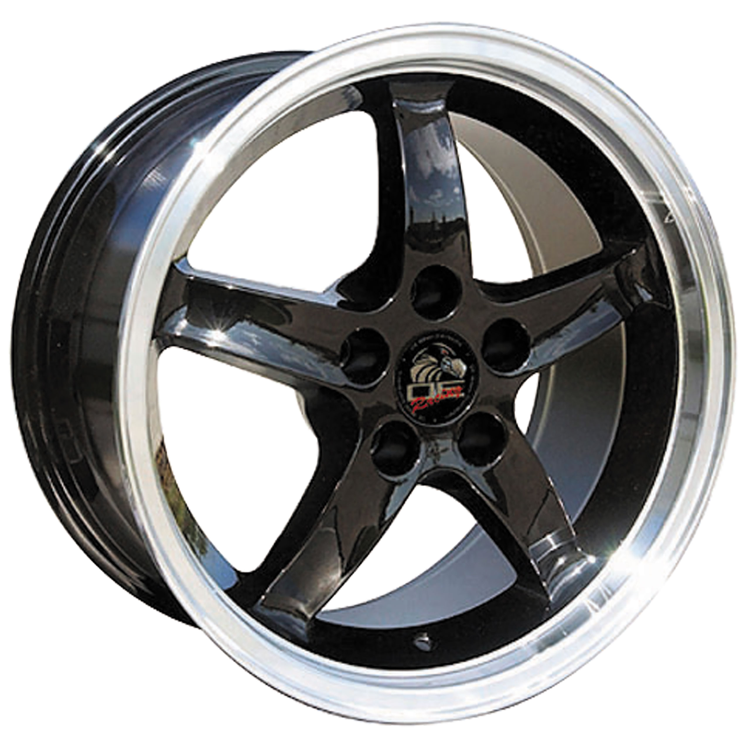 1994-2004 Mustang C4-C5 Cobra R Deep Dish Wheel Black Machined Lip 17x9 CA-MA23021